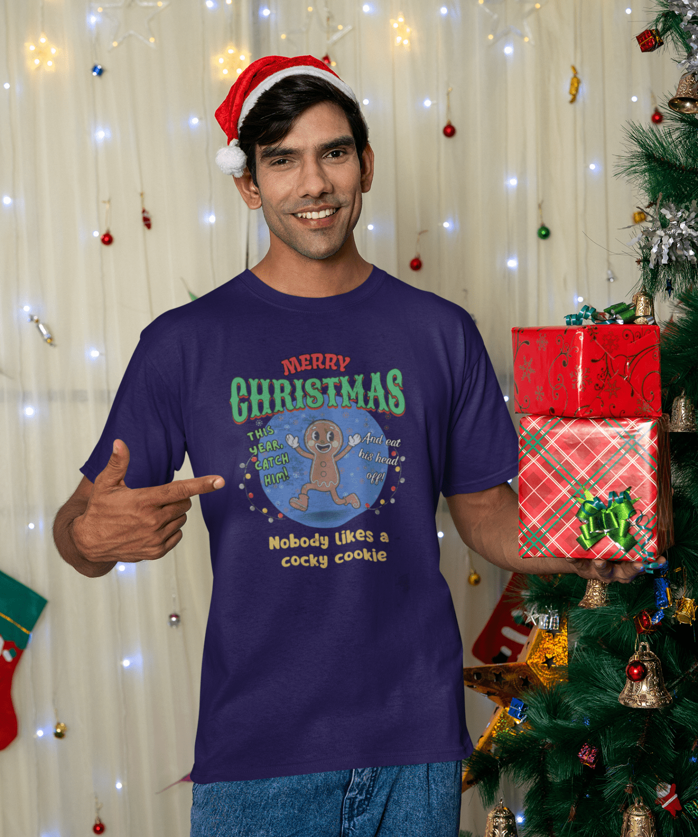 Nobody Likes a Cocky Cookie - Retro Dark Humor Gingerbread Man Tee - Guilty Kick Apparel