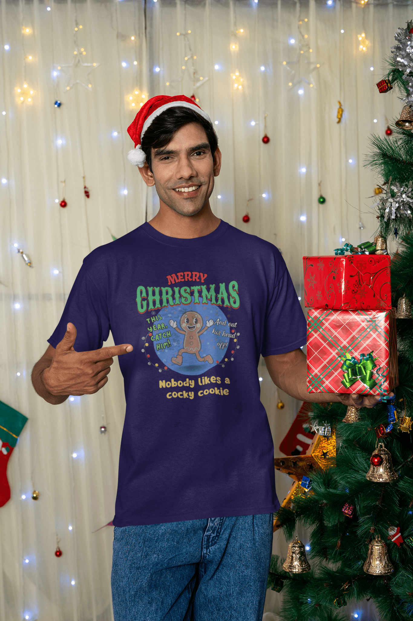 Nobody Likes a Cocky Cookie - Retro Dark Humor Gingerbread Man Tee - Guilty Kick Apparel