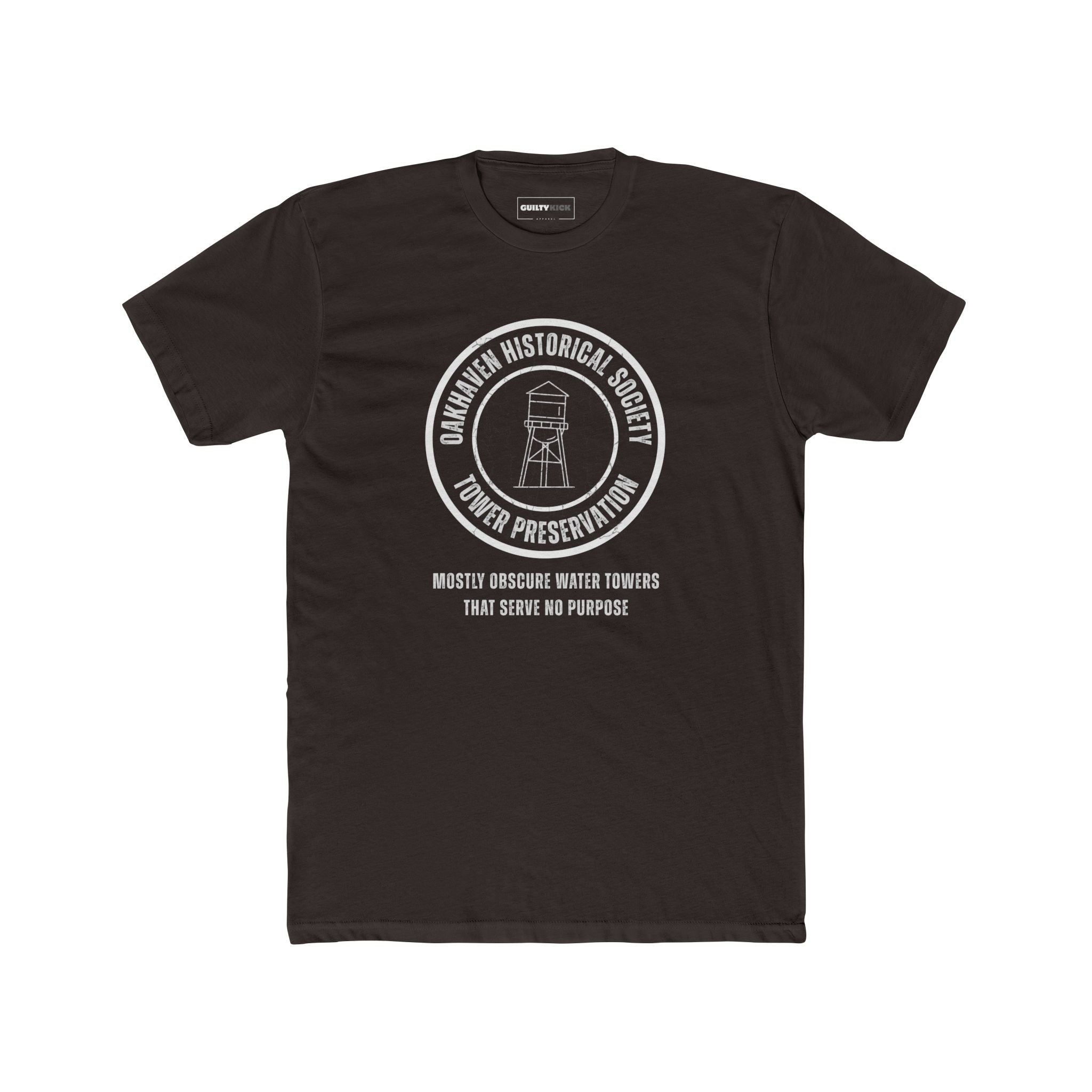 Oakhaven Historical Society Tower Preservation Obscure Water Tower Ironic Vintage T-Shirt - Guilty Kick Apparel