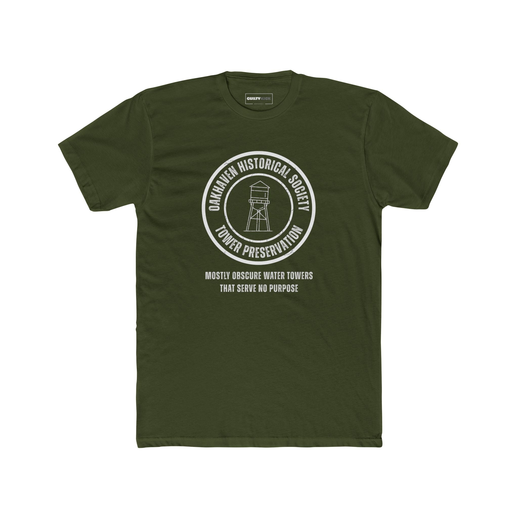 Oakhaven Historical Society Tower Preservation Obscure Water Tower Ironic Vintage T-Shirt - Guilty Kick Apparel