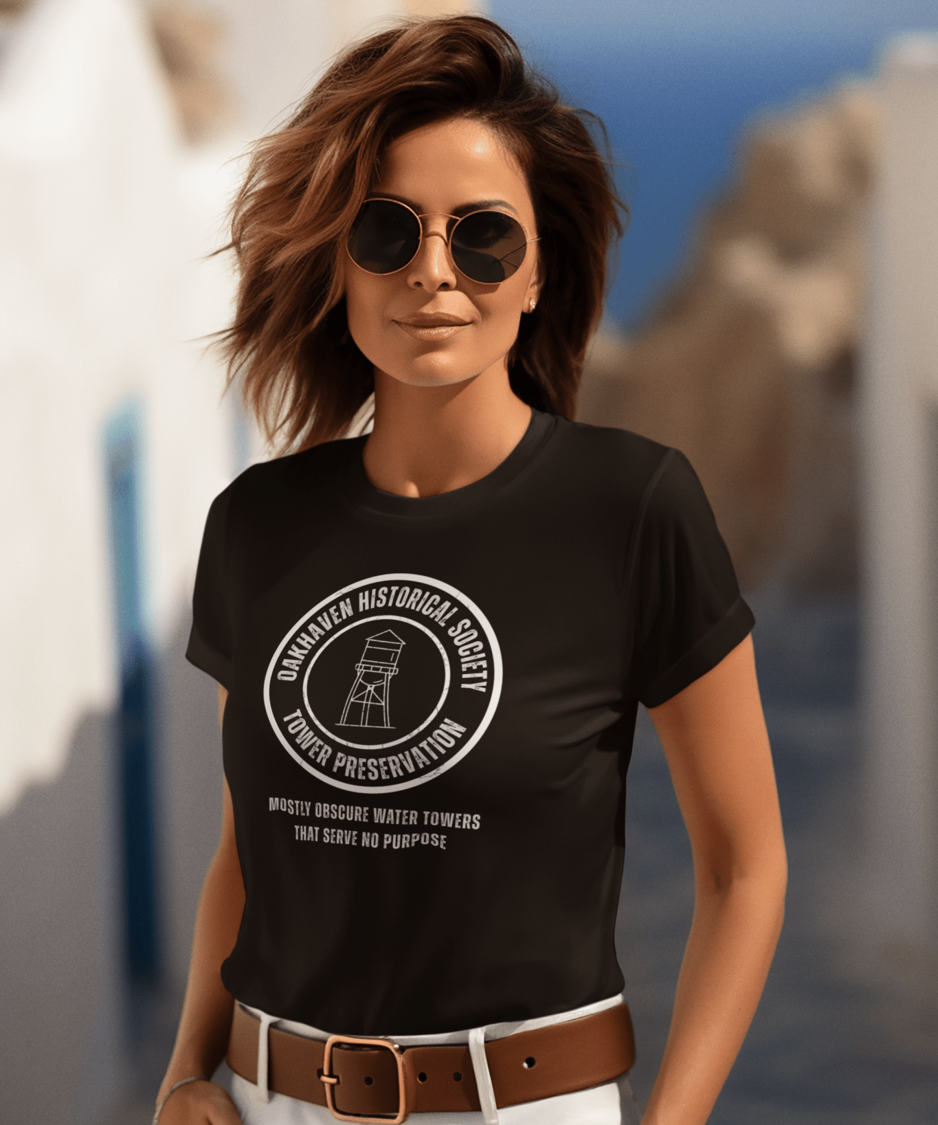 Oakhaven Historical Society Tower Preservation Obscure Water Tower Ironic Vintage T-Shirt - Guilty Kick Apparel