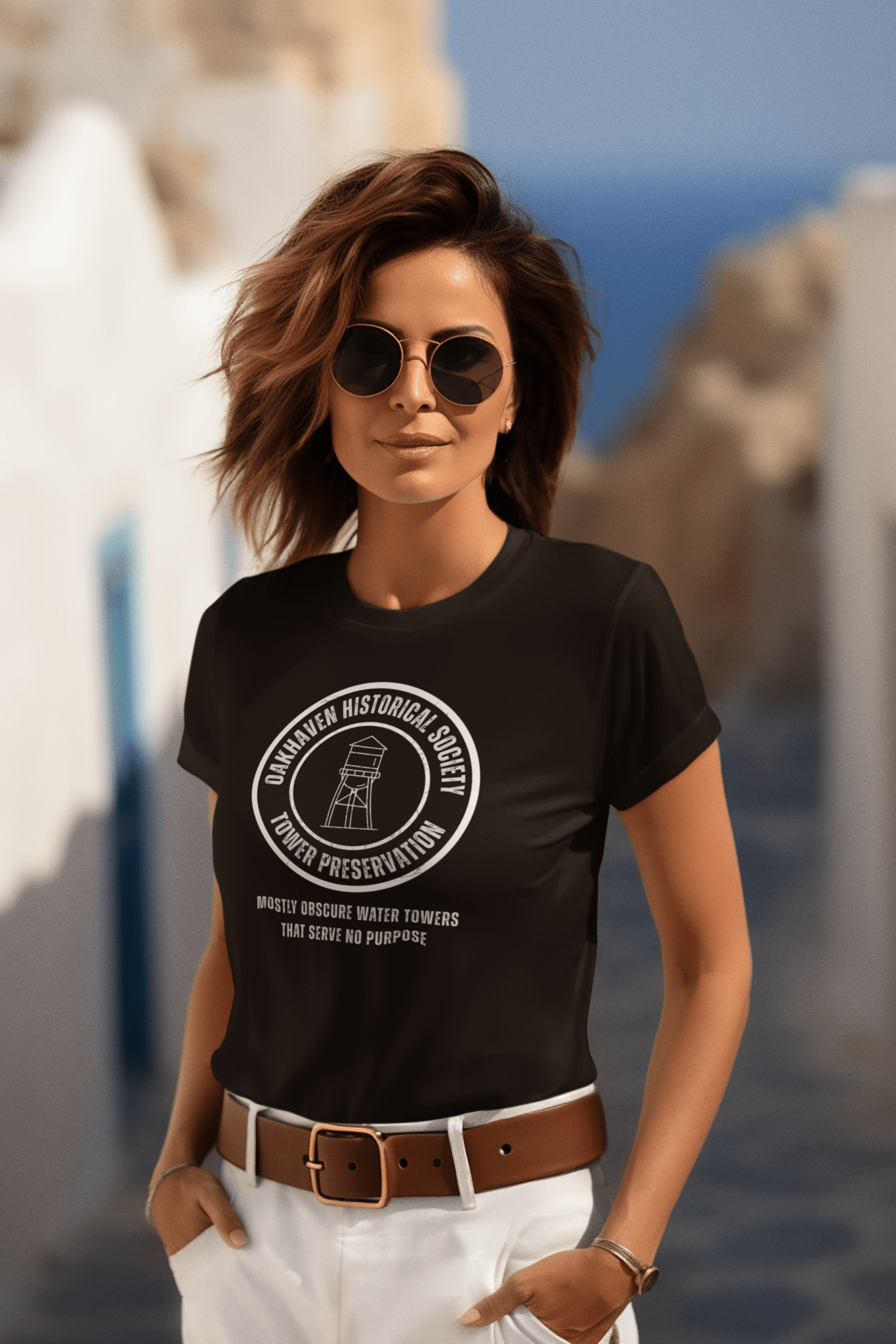 Oakhaven Historical Society Tower Preservation Obscure Water Tower Ironic Vintage T-Shirt - Guilty Kick Apparel