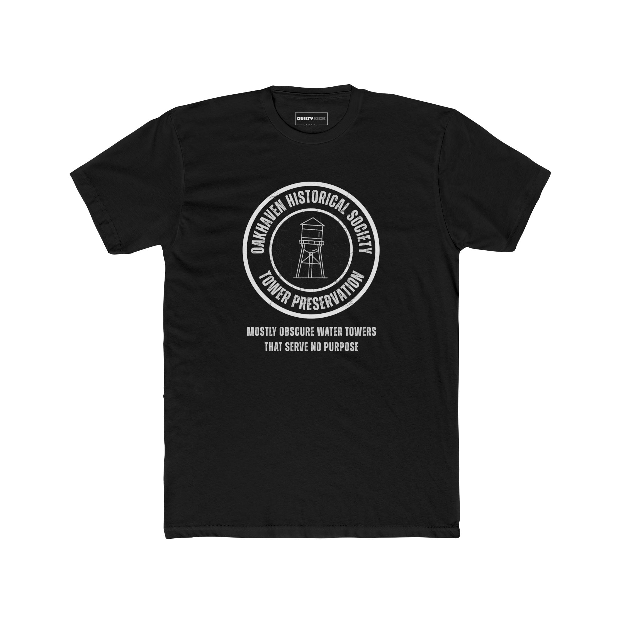 Oakhaven Historical Society Tower Preservation Obscure Water Tower Ironic Vintage T-Shirt - Guilty Kick Apparel