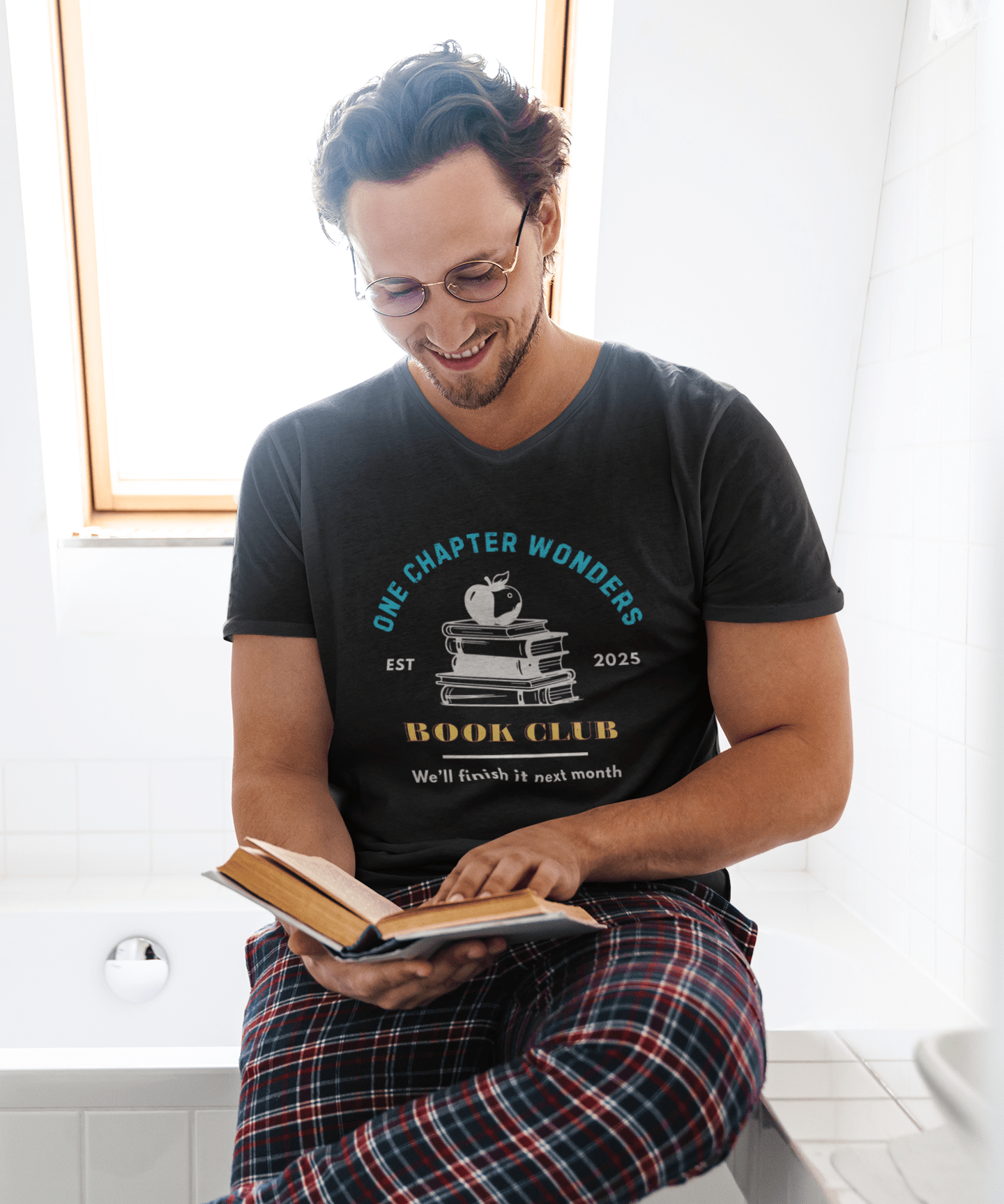One Chapter Wonder Book Club tee for lazy readers. - Guilty Kick Apparel