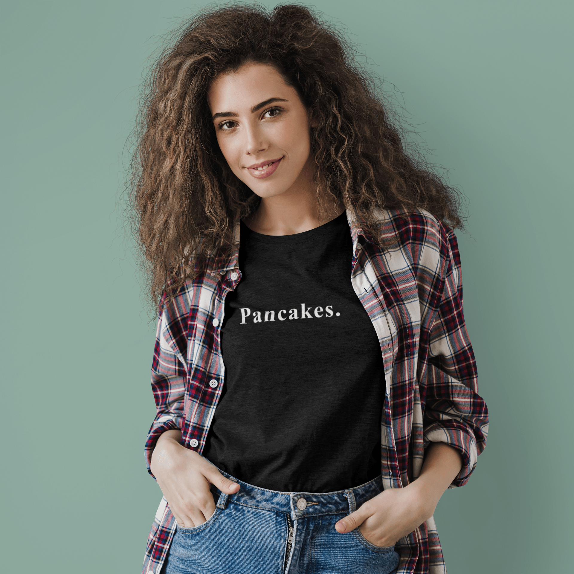 Pancakes. Minimalist Anti - Design MoodText T-Shirt | Ironic Breakfast Food Tee - Guilty Kick Apparel