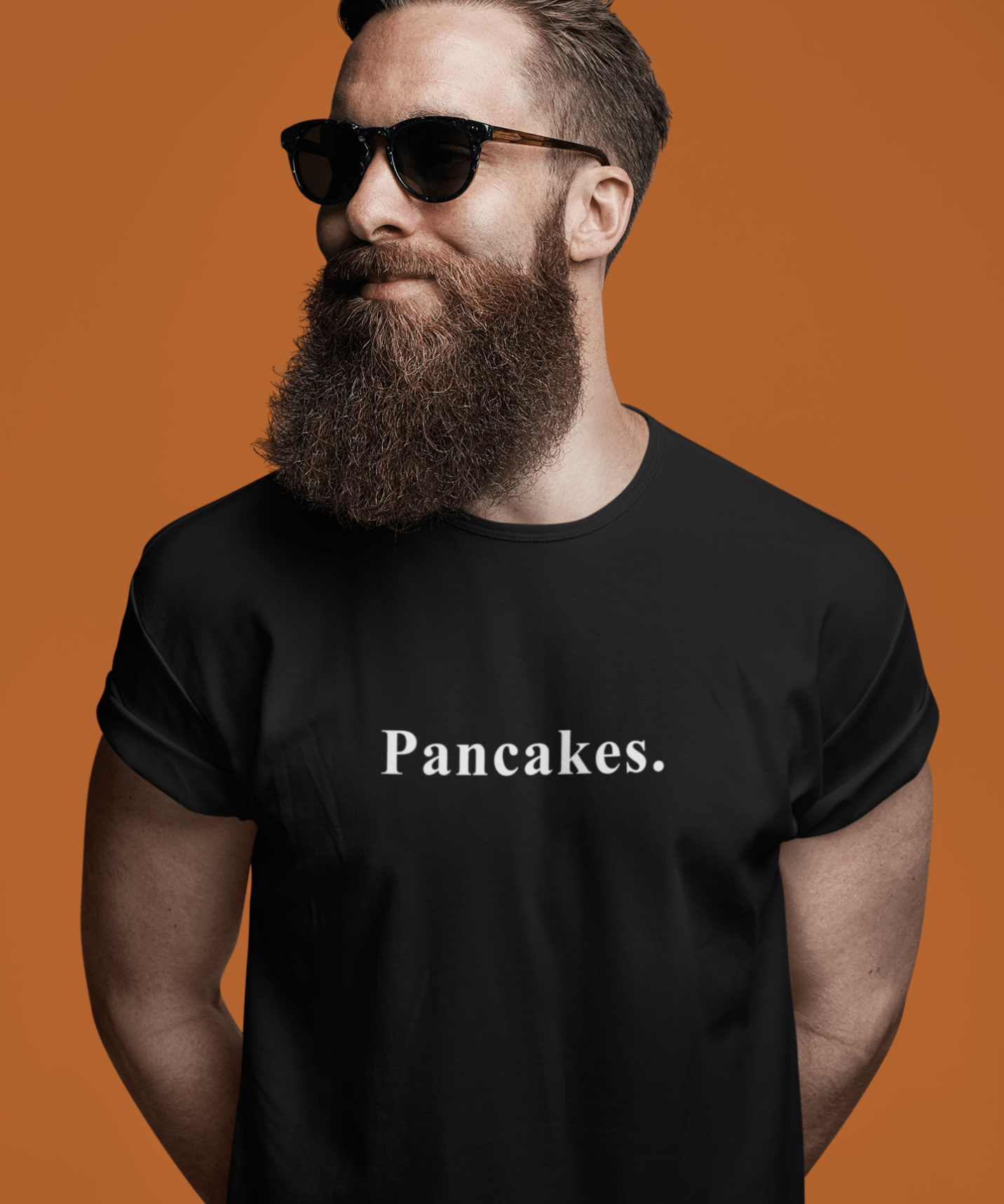Pancakes. Minimalist Anti - Design MoodText T-Shirt | Ironic Breakfast Food Tee - Guilty Kick Apparel