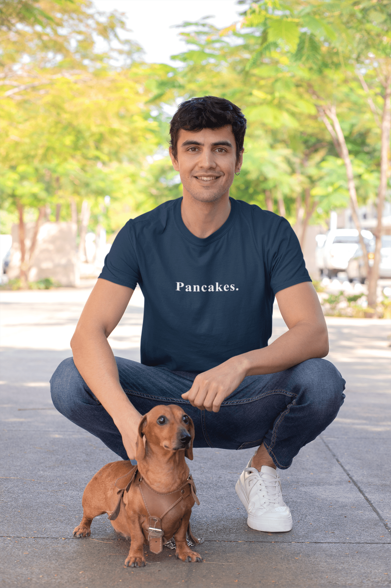 Pancakes. Minimalist Anti - Design MoodText T-Shirt | Ironic Breakfast Food Tee - Guilty Kick Apparel