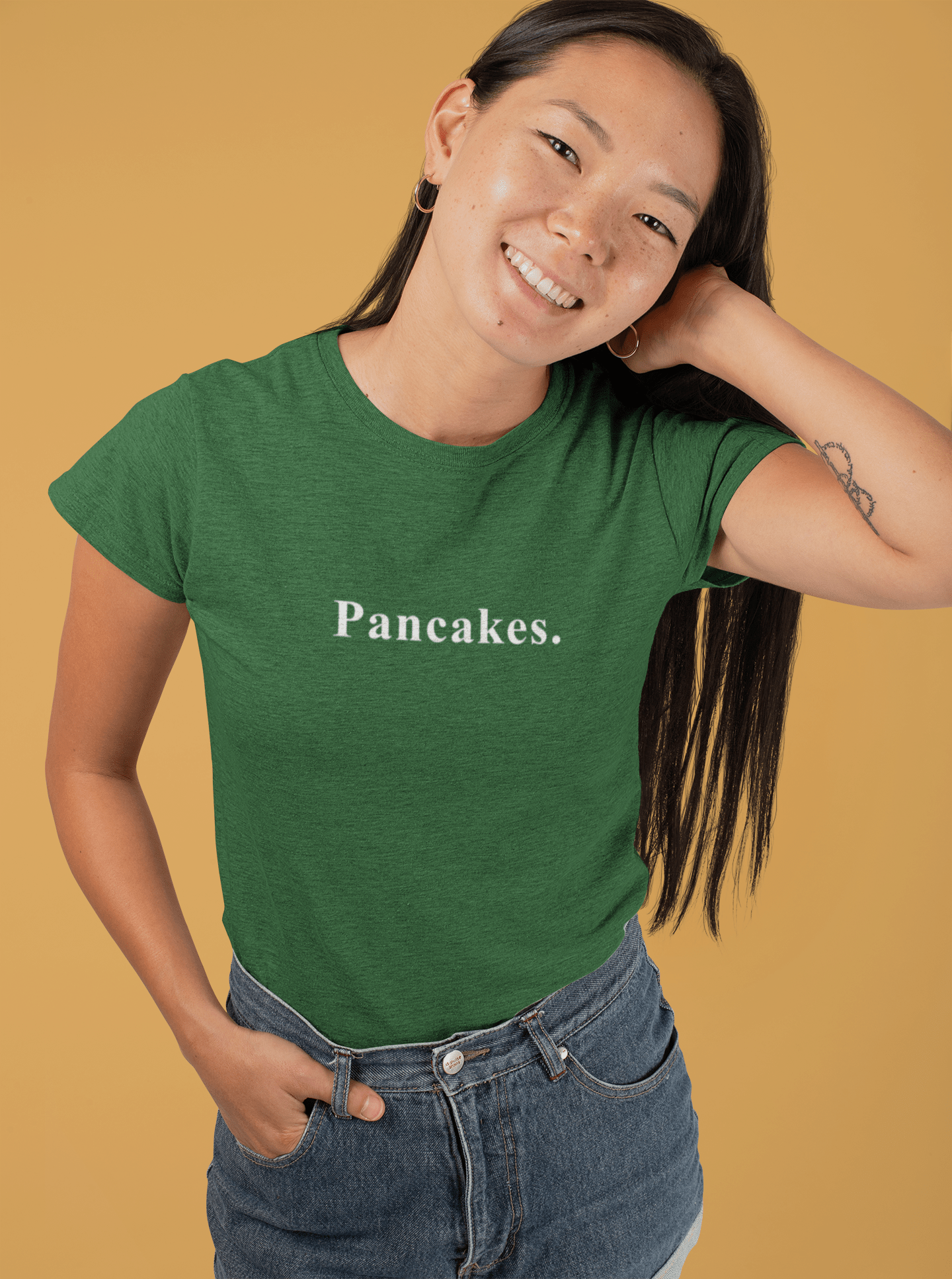 Pancakes. Minimalist Anti - Design MoodText T-Shirt | Ironic Breakfast Food Tee - Guilty Kick Apparel