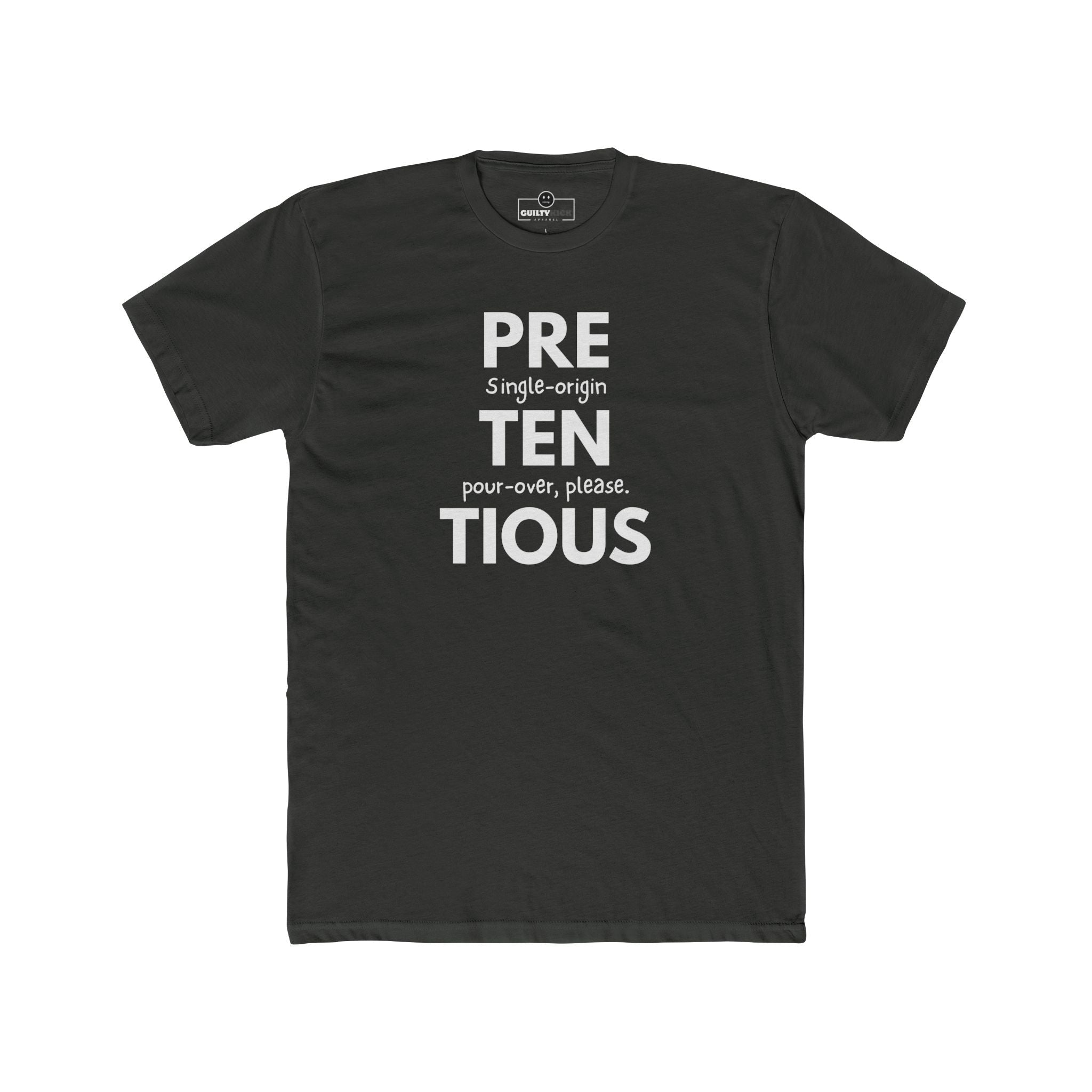 Pretentious Single - Origin Pour - Over Tee, Satirical Coffee Snob Shirt, Identity Collection Graphic T-Shirt - Guilty Kick Apparel