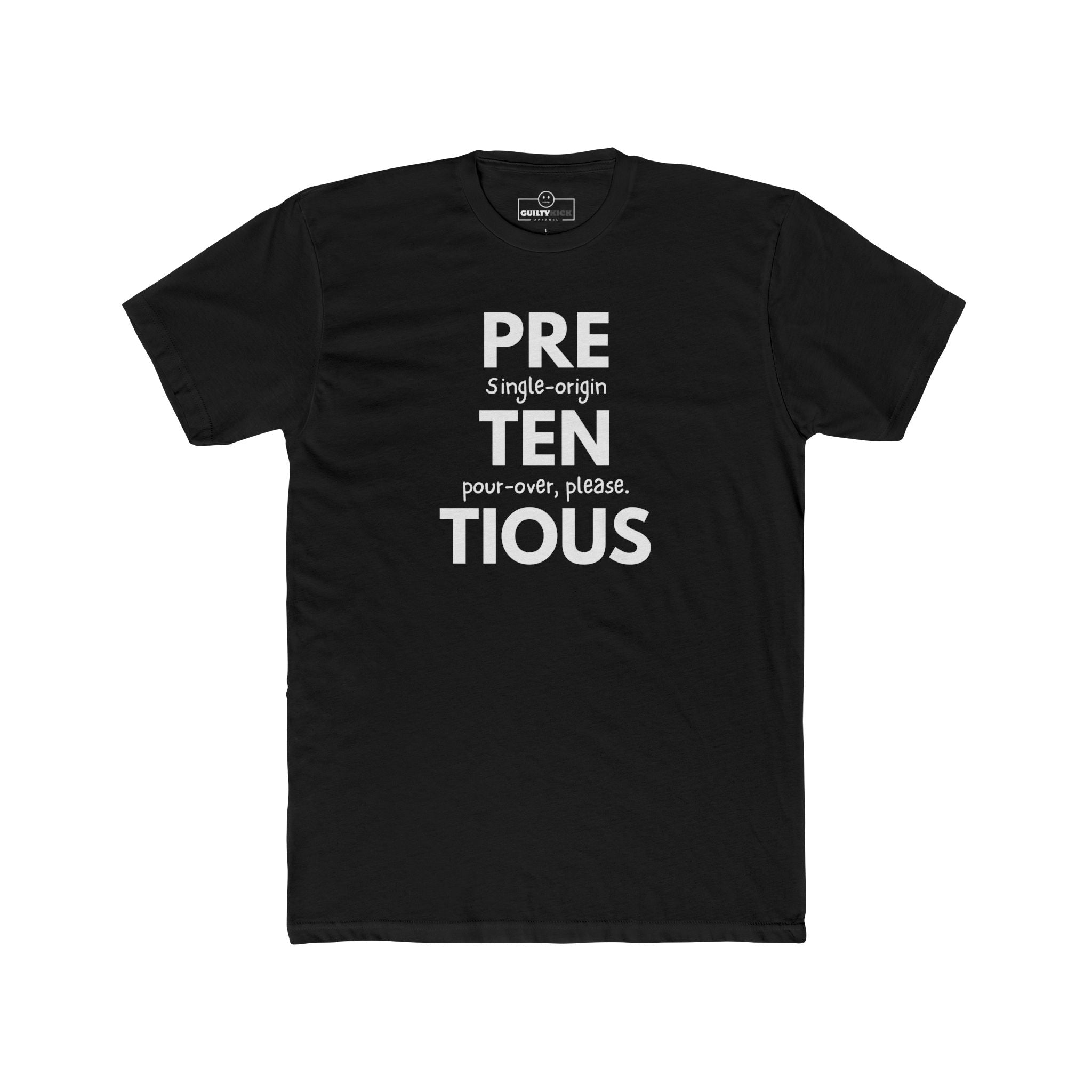 Pretentious Single - Origin Pour - Over Tee, Satirical Coffee Snob Shirt, Identity Collection Graphic T-Shirt - Guilty Kick Apparel