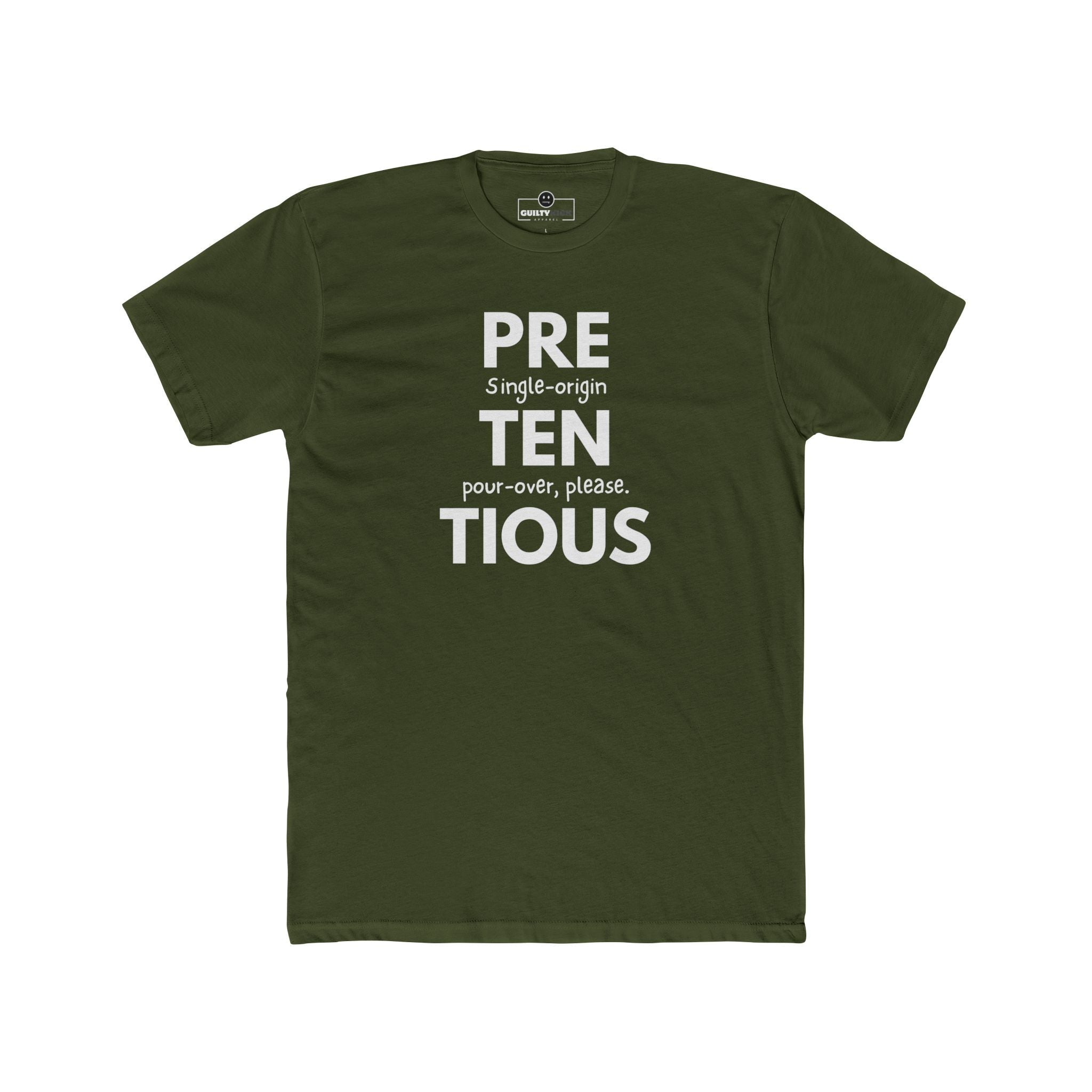 Pretentious Single - Origin Pour - Over Tee, Satirical Coffee Snob Shirt, Identity Collection Graphic T-Shirt - Guilty Kick Apparel