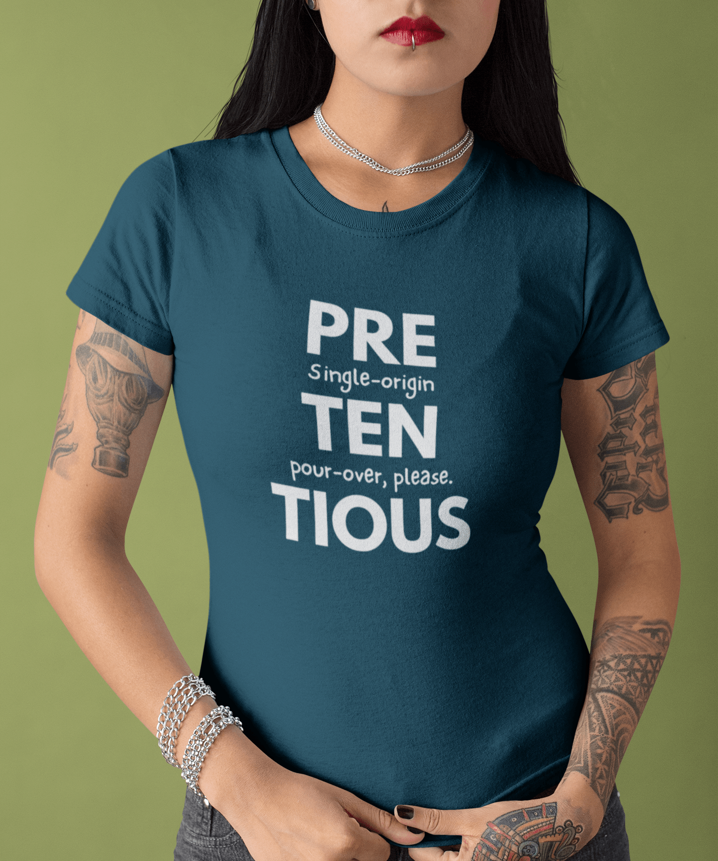 Pretentious Single - Origin Pour - Over Tee, Satirical Coffee Snob Shirt, Identity Collection Graphic T-Shirt - Guilty Kick Apparel