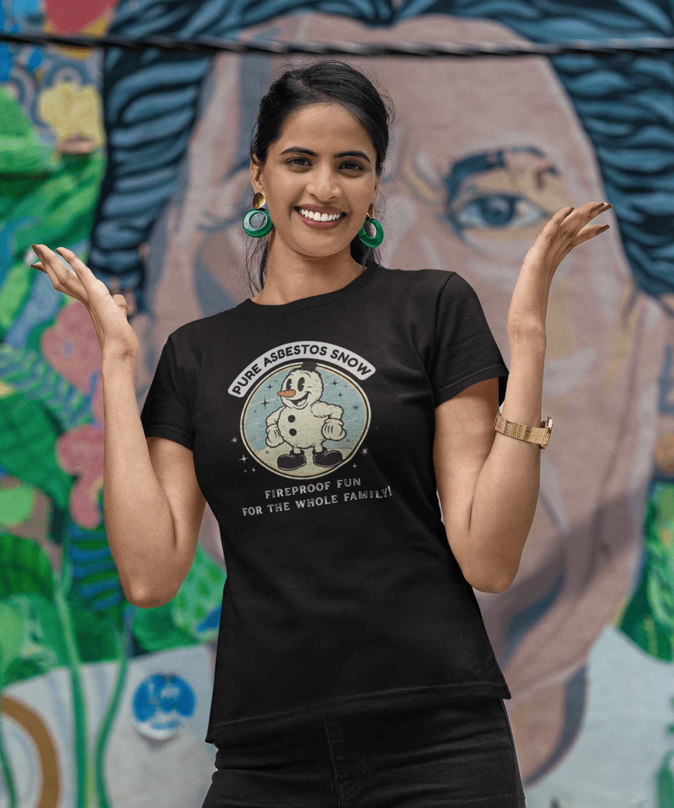 Pure Asbestos Snow - Funny Retro Dark Humor Snowman T-Shirt - Guilty Kick Apparel