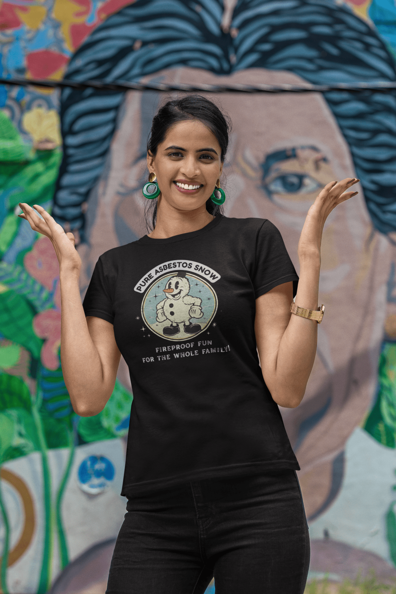 Pure Asbestos Snow - Funny Retro Dark Humor Snowman T-Shirt - Guilty Kick Apparel