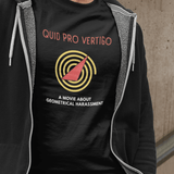 Quid Pro Vertigo: Minimalist Hitchcockian Parody T-Shirt, Geometrical Harassment Movie Spoof - Guilty Kick Apparel