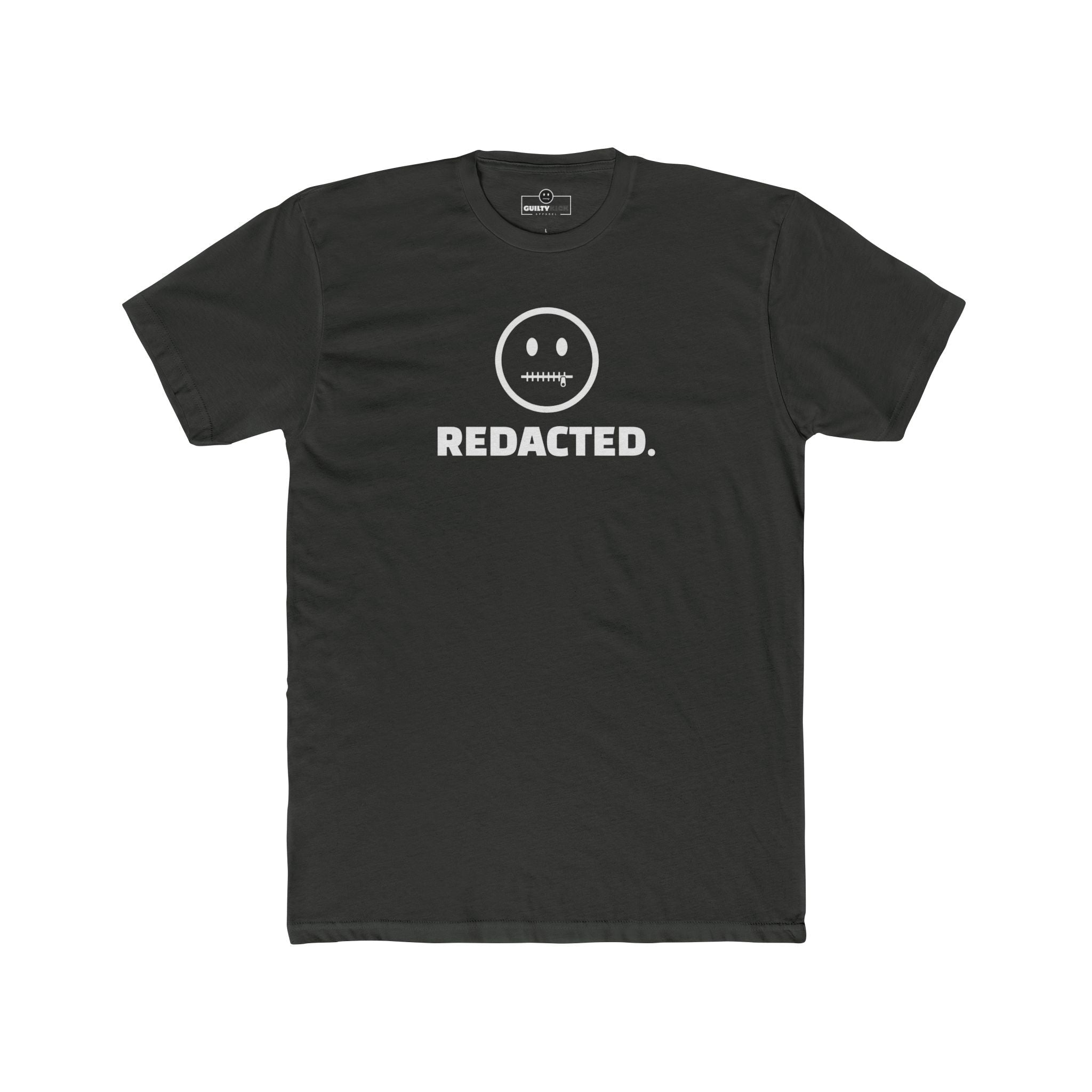 REDACTED. Zipper Mouth Smiley Face T-Shirt Funny Sarcastic Graphic Tee | Guilty Kick Branded - Guilty Kick Apparel