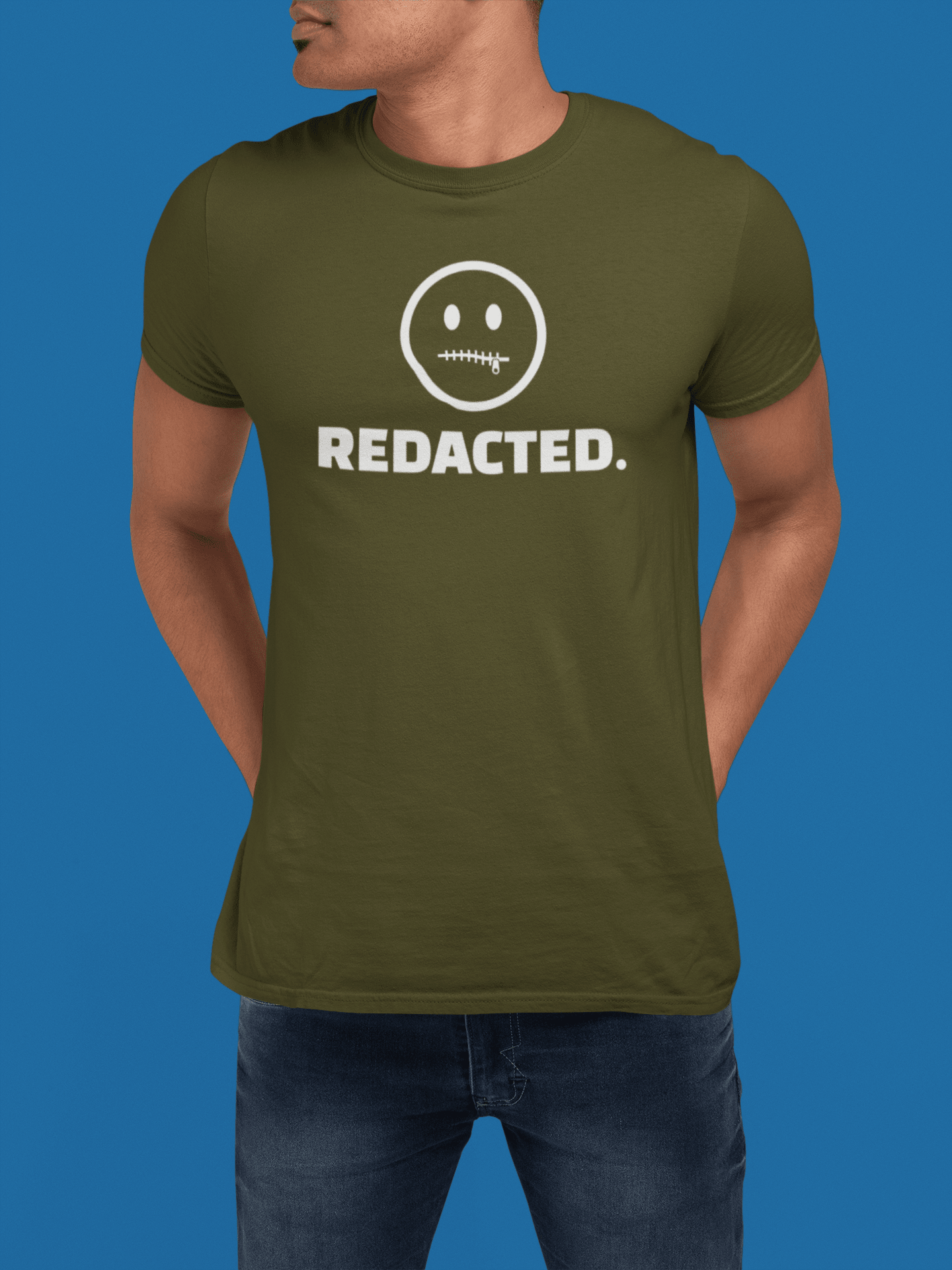 REDACTED. Zipper Mouth Smiley Face T-Shirt Funny Sarcastic Graphic Tee | Guilty Kick Branded - Guilty Kick Apparel