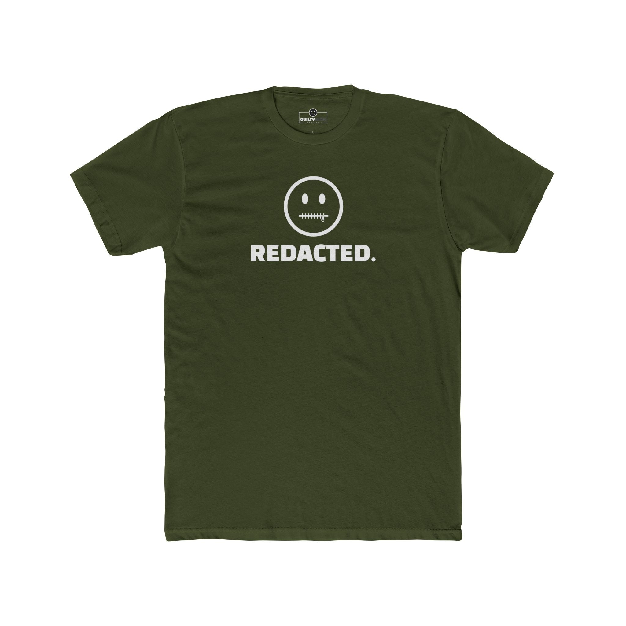 REDACTED. Zipper Mouth Smiley Face T-Shirt Funny Sarcastic Graphic Tee | Guilty Kick Branded - Guilty Kick Apparel