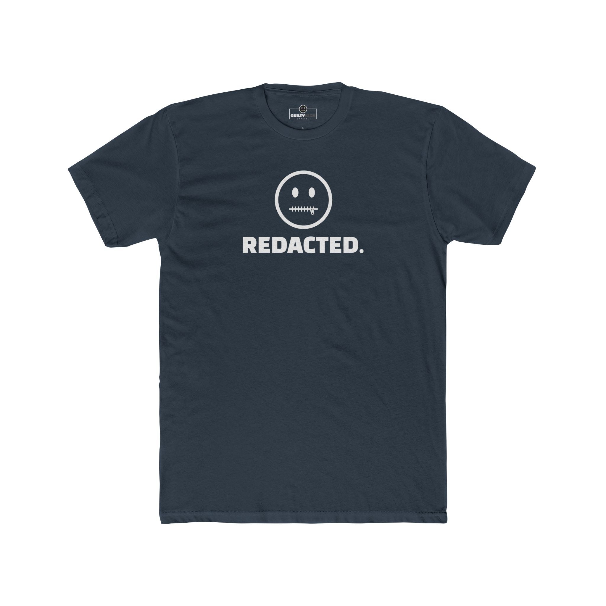 REDACTED. Zipper Mouth Smiley Face T-Shirt Funny Sarcastic Graphic Tee | Guilty Kick Branded - Guilty Kick Apparel