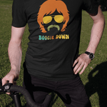 Retro 70s Boogie Down Graphic Tee Vintage Aviators & Mustache Shag Hair Style - Guilty Kick Apparel