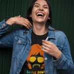 Retro 70s Boogie Down Graphic Tee Vintage Aviators & Mustache Shag Hair Style - Guilty Kick Apparel