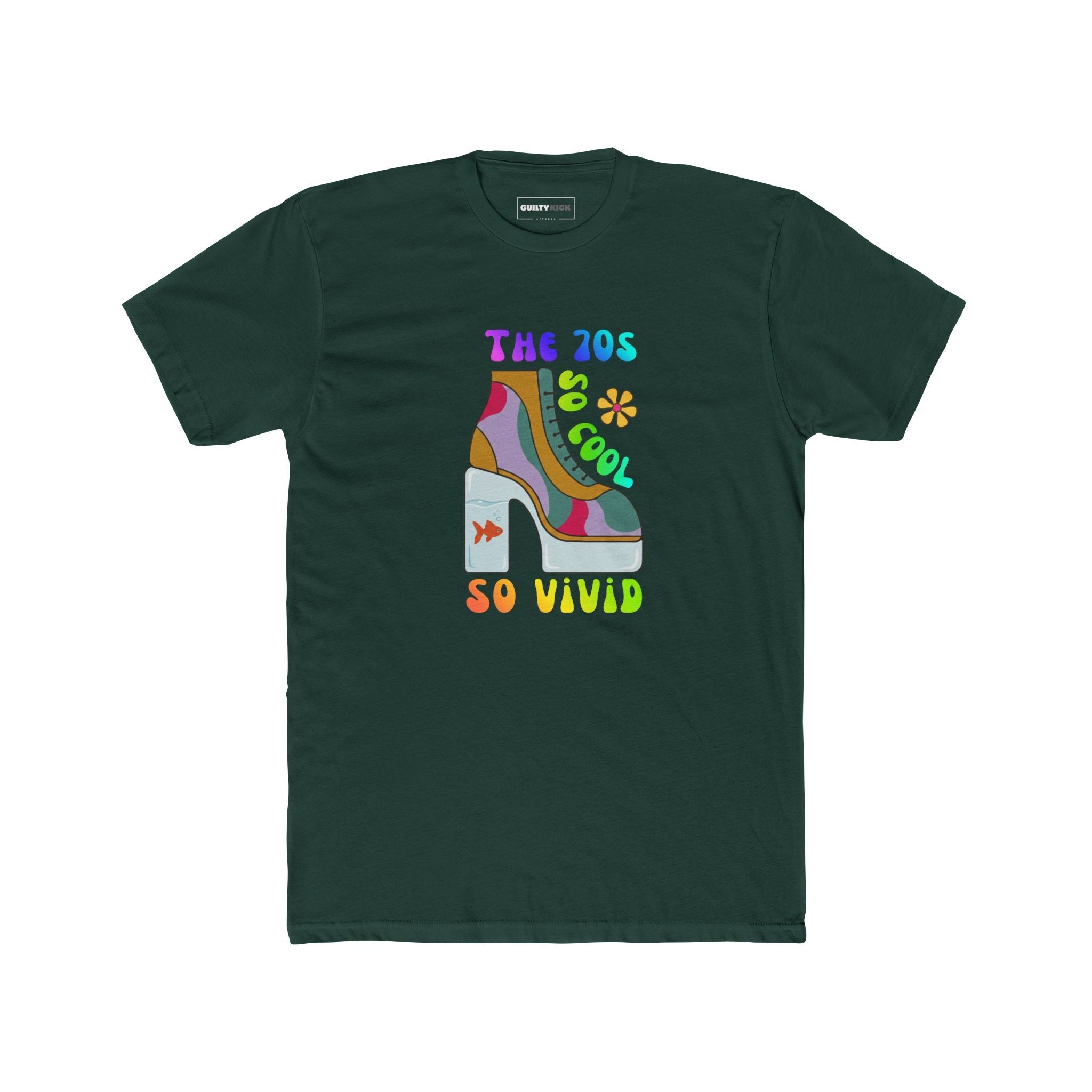 Retro 70s Disco Platform Boot T-Shirt Vivid Goldfish Aquarium Heel Aesthetic Tee - Guilty Kick Apparel