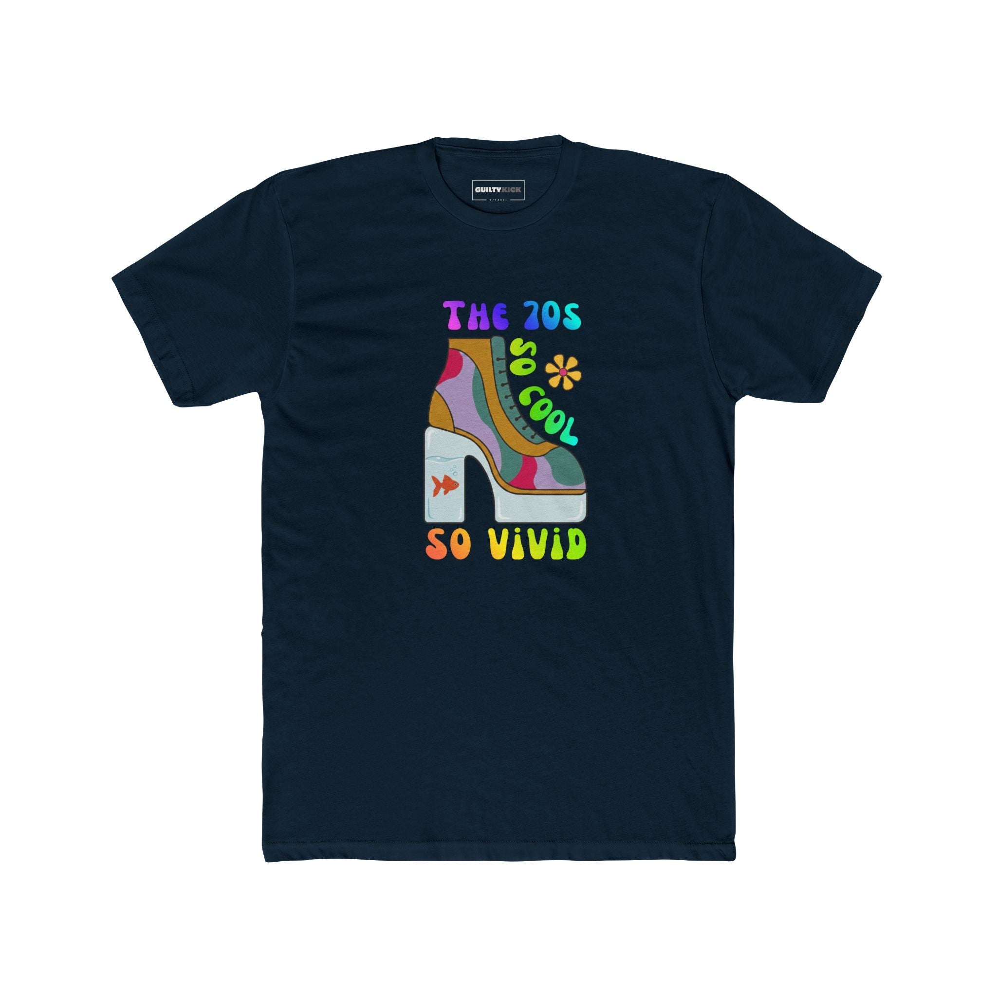 Retro 70s Disco Platform Boot T-Shirt Vivid Goldfish Aquarium Heel Aesthetic Tee - Guilty Kick Apparel