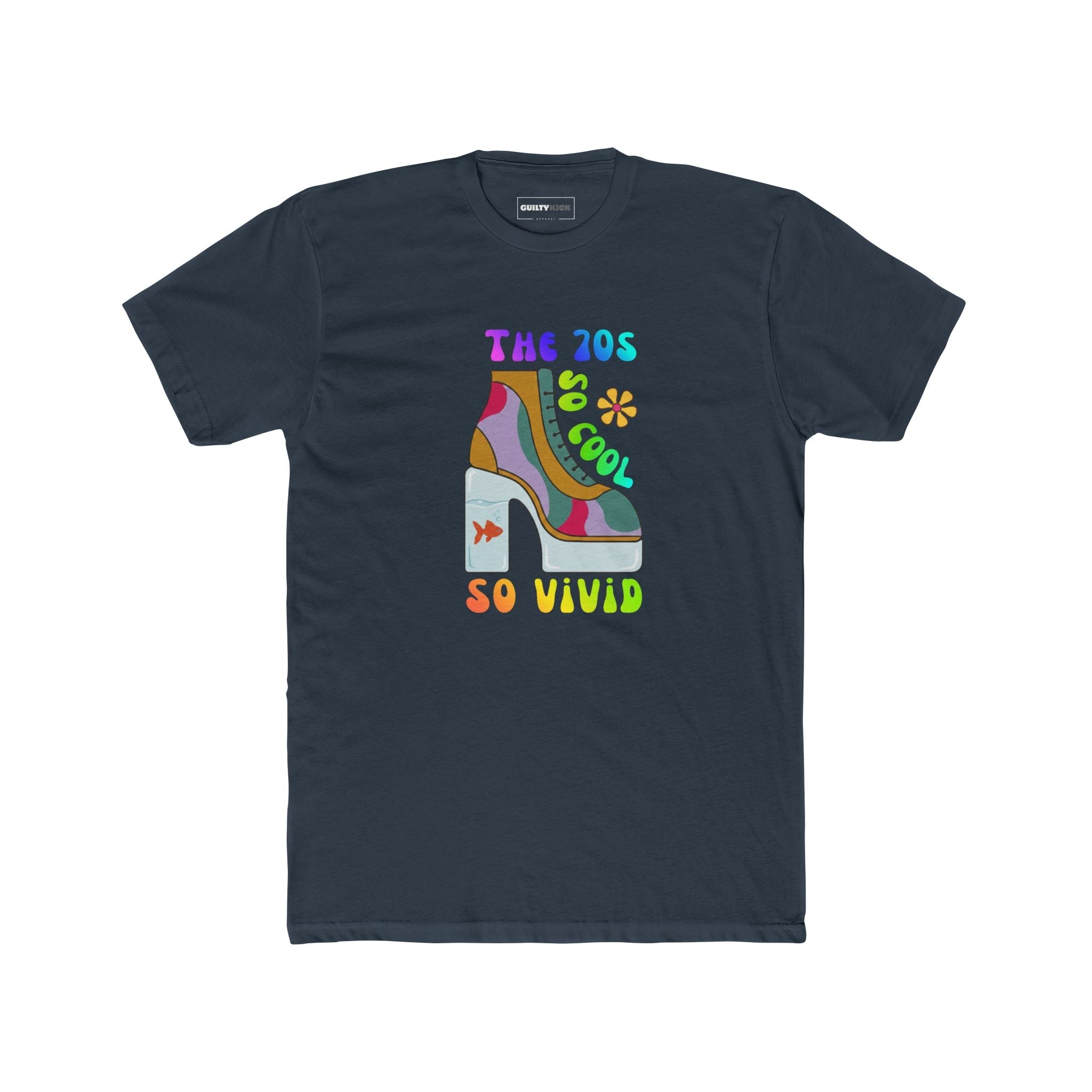 Retro 70s Disco Platform Boot T-Shirt Vivid Goldfish Aquarium Heel Aesthetic Tee - Guilty Kick Apparel