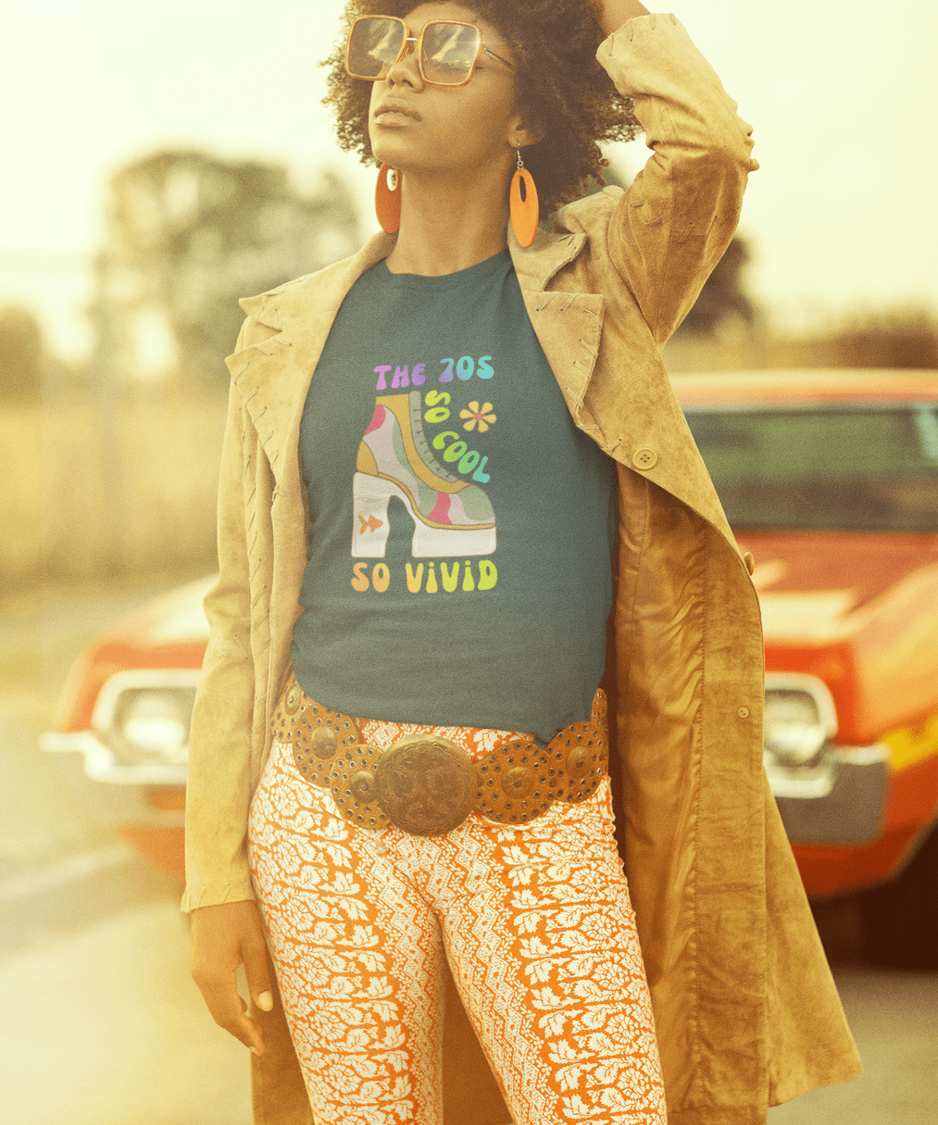 Retro 70s Disco Platform Boot T-Shirt Vivid Goldfish Aquarium Heel Aesthetic Tee - Guilty Kick Apparel