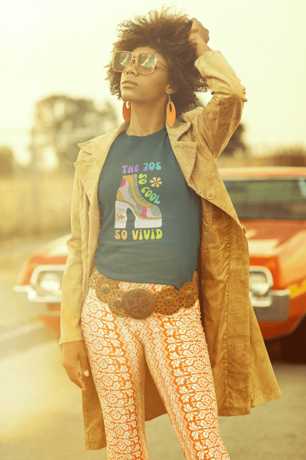 Retro 70s Disco Platform Boot T-Shirt Vivid Goldfish Aquarium Heel Aesthetic Tee - Guilty Kick Apparel