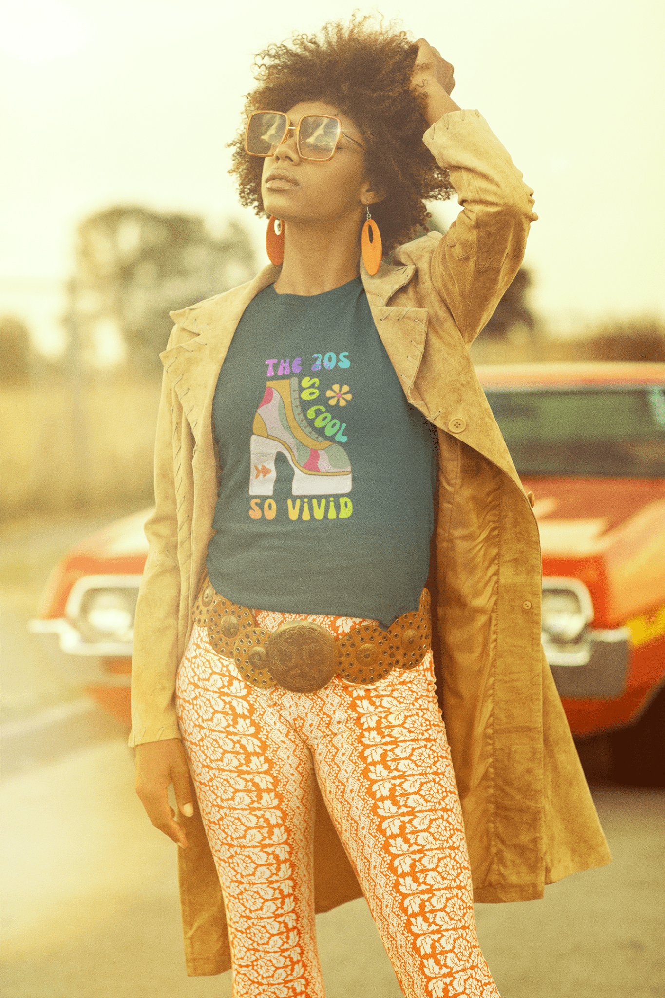 Retro 70s Disco Platform Boot T-Shirt Vivid Goldfish Aquarium Heel Aesthetic Tee - Guilty Kick Apparel