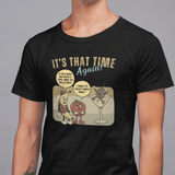 Retro Happy Hour Parody T-Shirt - Vintage Rubber Hose Banana, Tomato, & Martini Olive Design - Guilty Kick Apparel