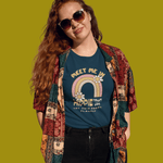 Retro Hippie Town USA T-Shirt Groovy 1970s Rainbow & Daisy Graphic Tee - Guilty Kick Apparel