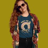 Retro Hippie Town USA T-Shirt Groovy 1970s Rainbow & Daisy Graphic Tee - Guilty Kick Apparel