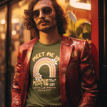 Retro Hippie Town USA T-Shirt Groovy 1970s Rainbow & Daisy Graphic Tee - Guilty Kick Apparel