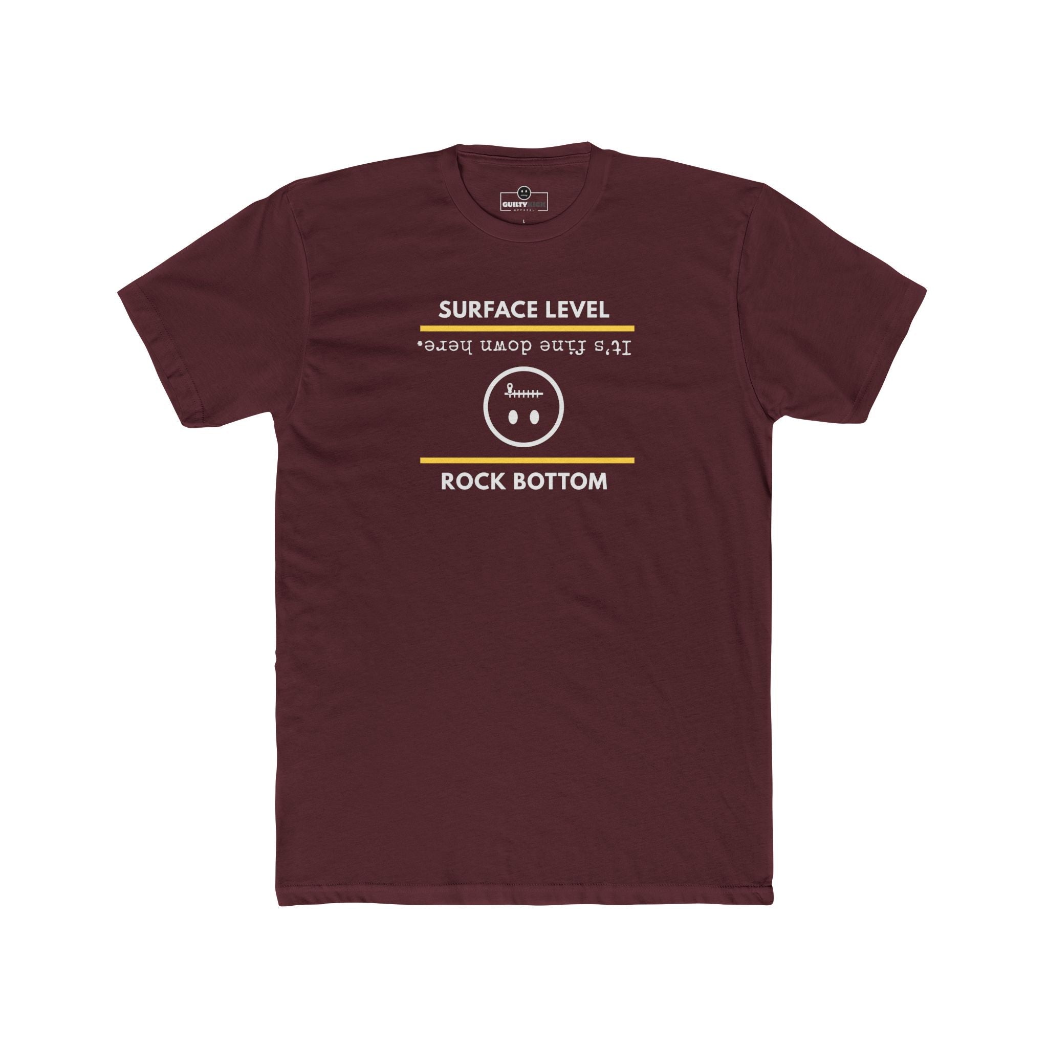 Rock Bottom Graphic Tee | Upside Down Surface Level Satire T-Shirt - Guilty Kick Apparel
