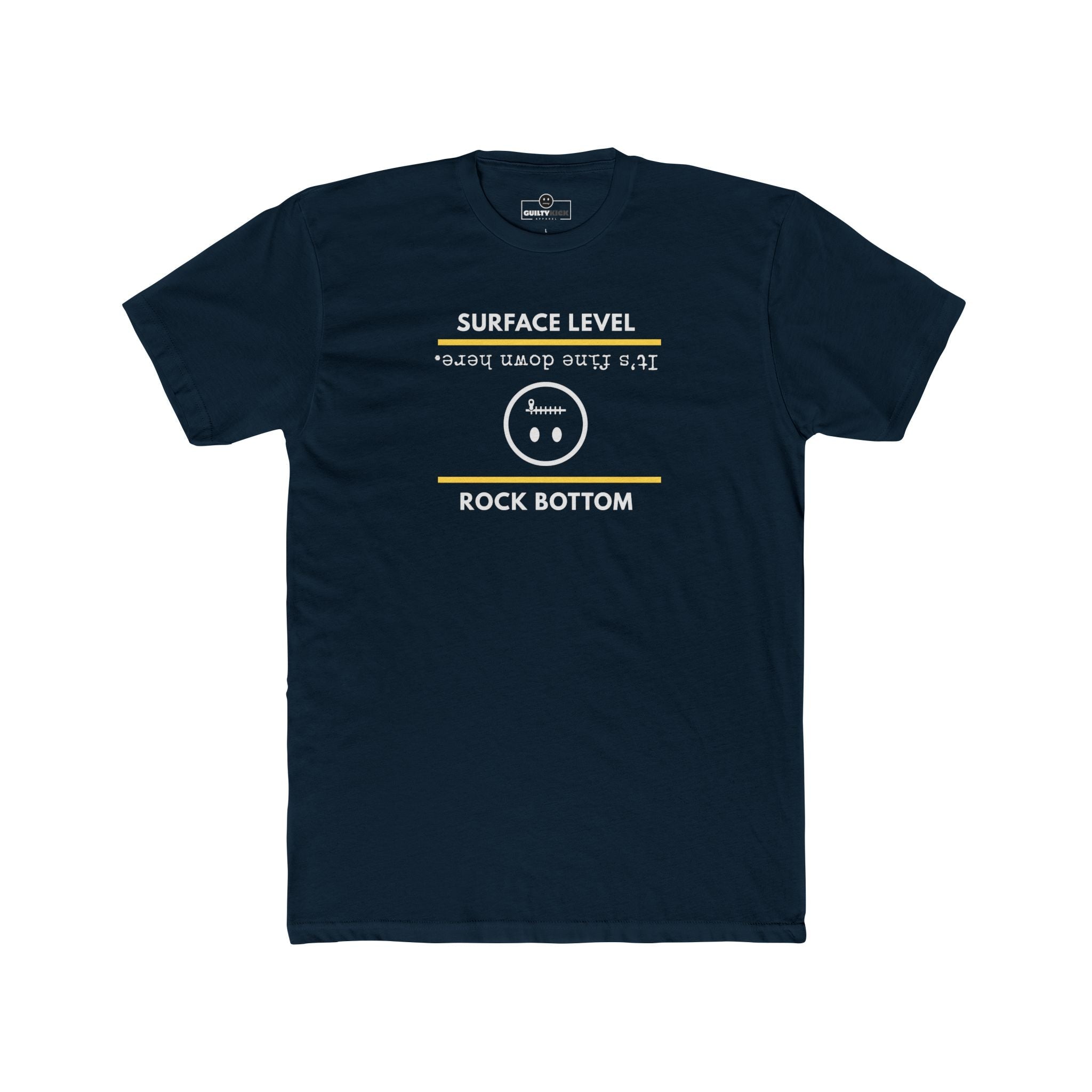 Rock Bottom Graphic Tee | Upside Down Surface Level Satire T-Shirt - Guilty Kick Apparel