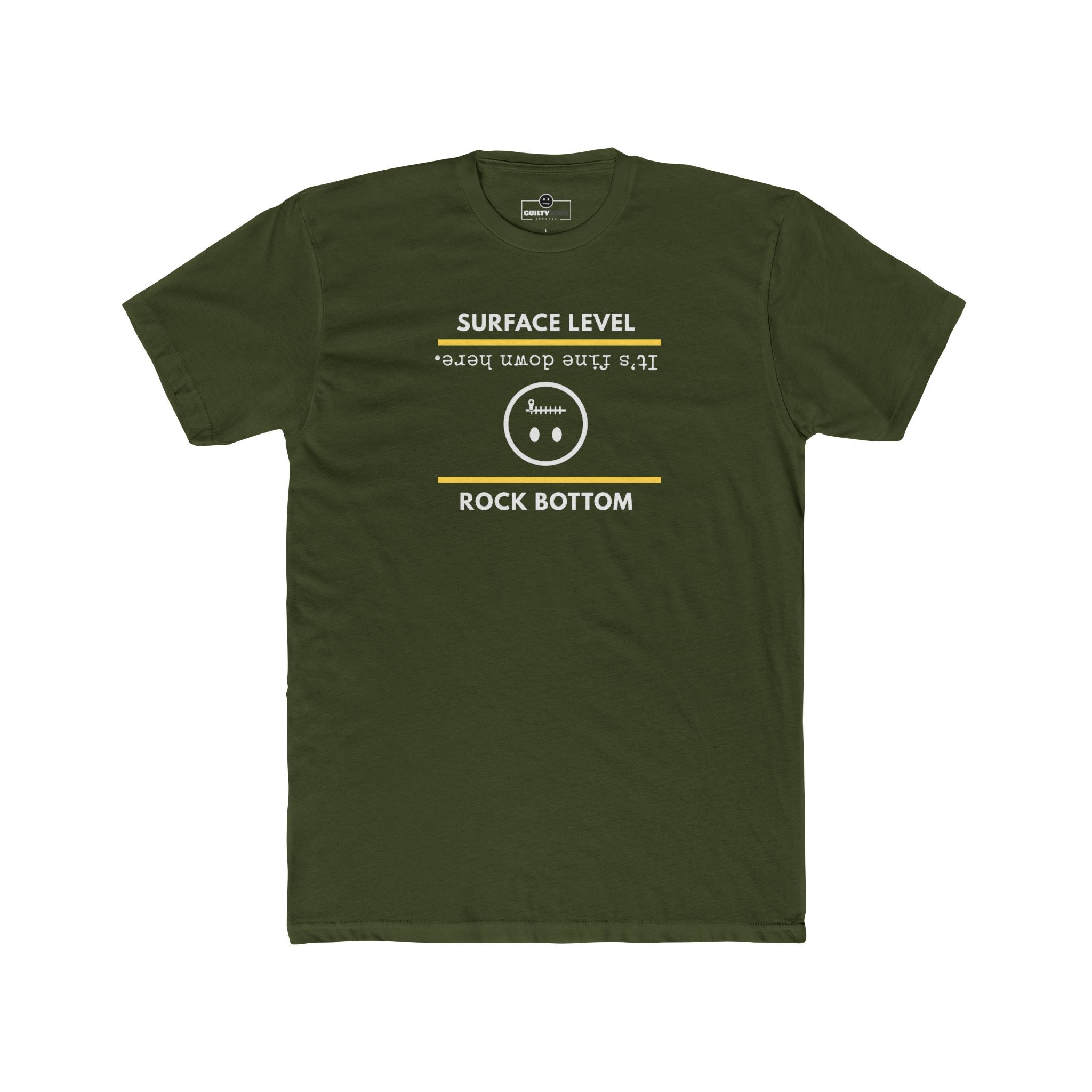 Rock Bottom Graphic Tee | Upside Down Surface Level Satire T-Shirt - Guilty Kick Apparel
