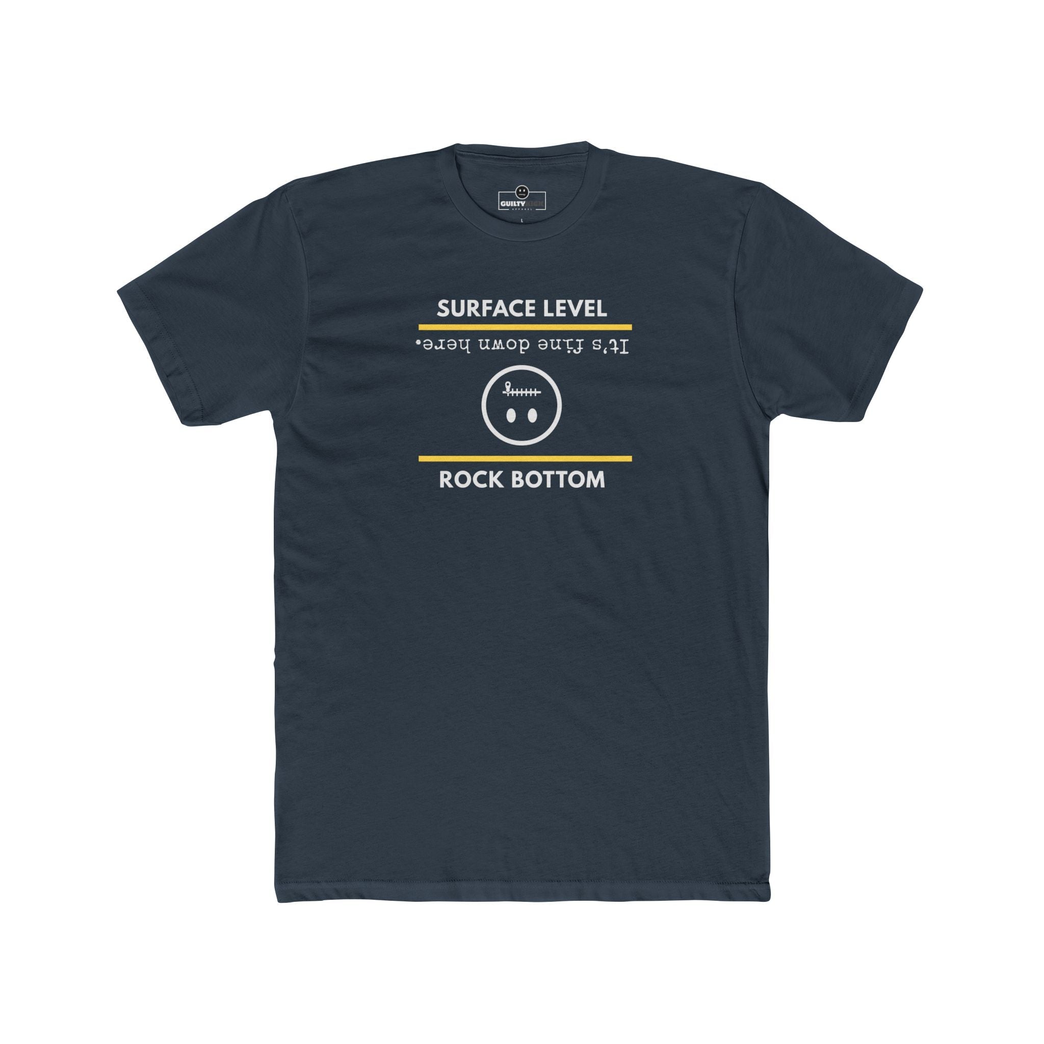 Rock Bottom Graphic Tee | Upside Down Surface Level Satire T-Shirt - Guilty Kick Apparel