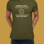 Rock Bottom Graphic Tee | Upside Down Surface Level Satire T-Shirt - Guilty Kick Apparel