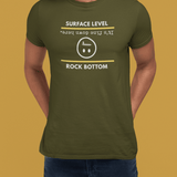 Rock Bottom Graphic Tee | Upside Down Surface Level Satire T-Shirt - Guilty Kick Apparel