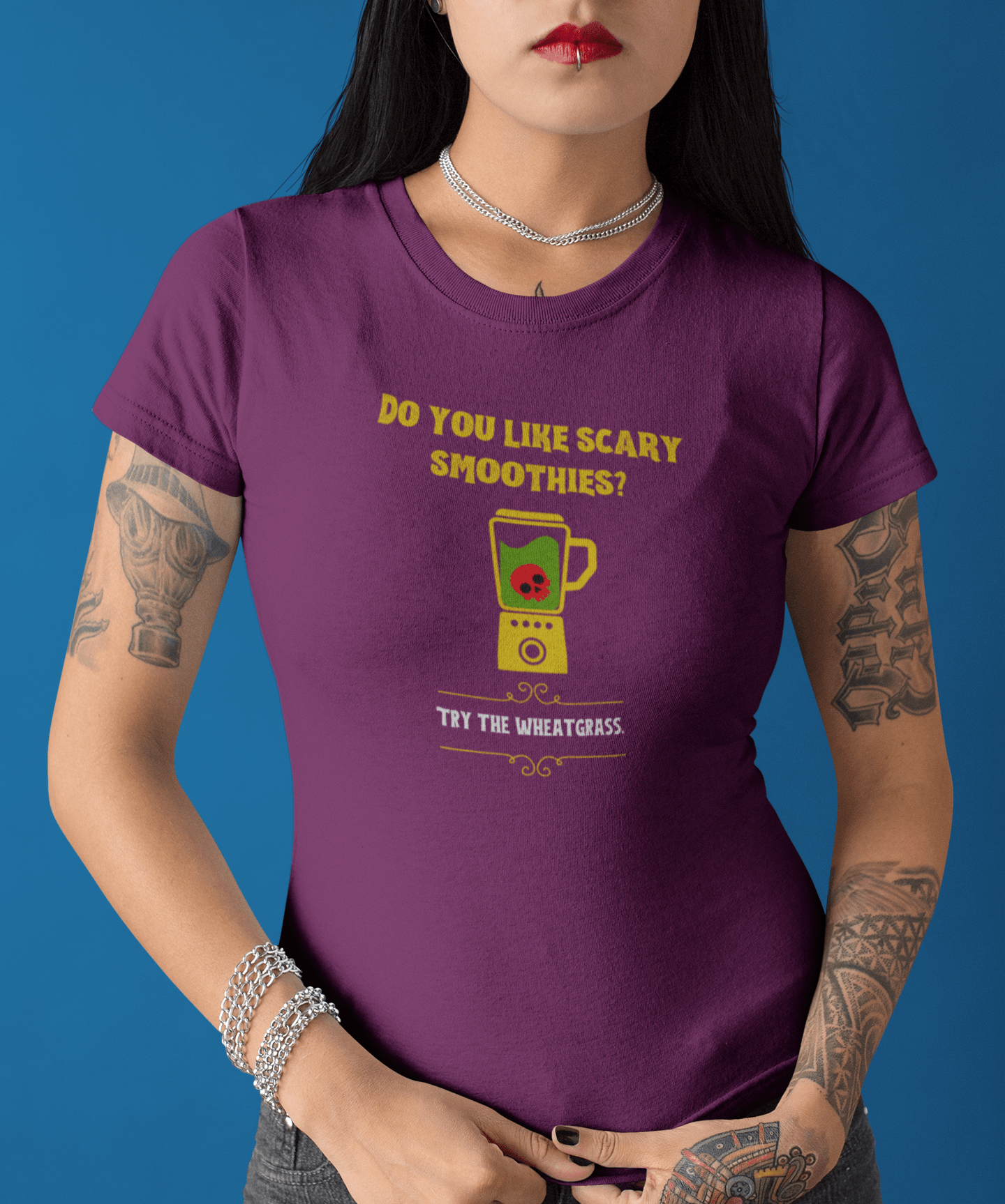Scary Smoothies Wheatgrass Graphic Tee, Funny Sarcastic Wellness Parody Halloween Shirt - Guilty Kick Apparel