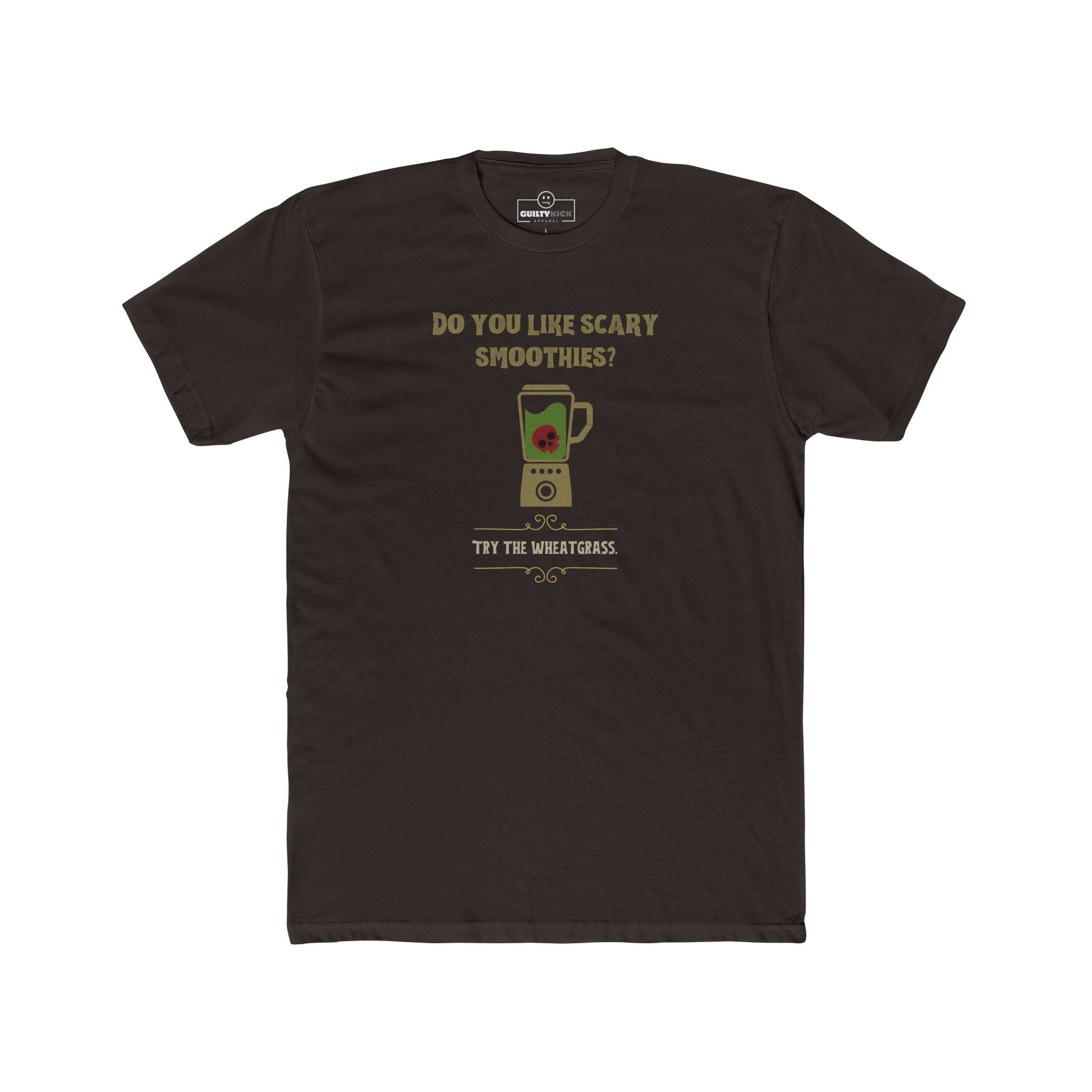 Scary Smoothies Wheatgrass Graphic Tee, Funny Sarcastic Wellness Parody Halloween Shirt - Guilty Kick Apparel