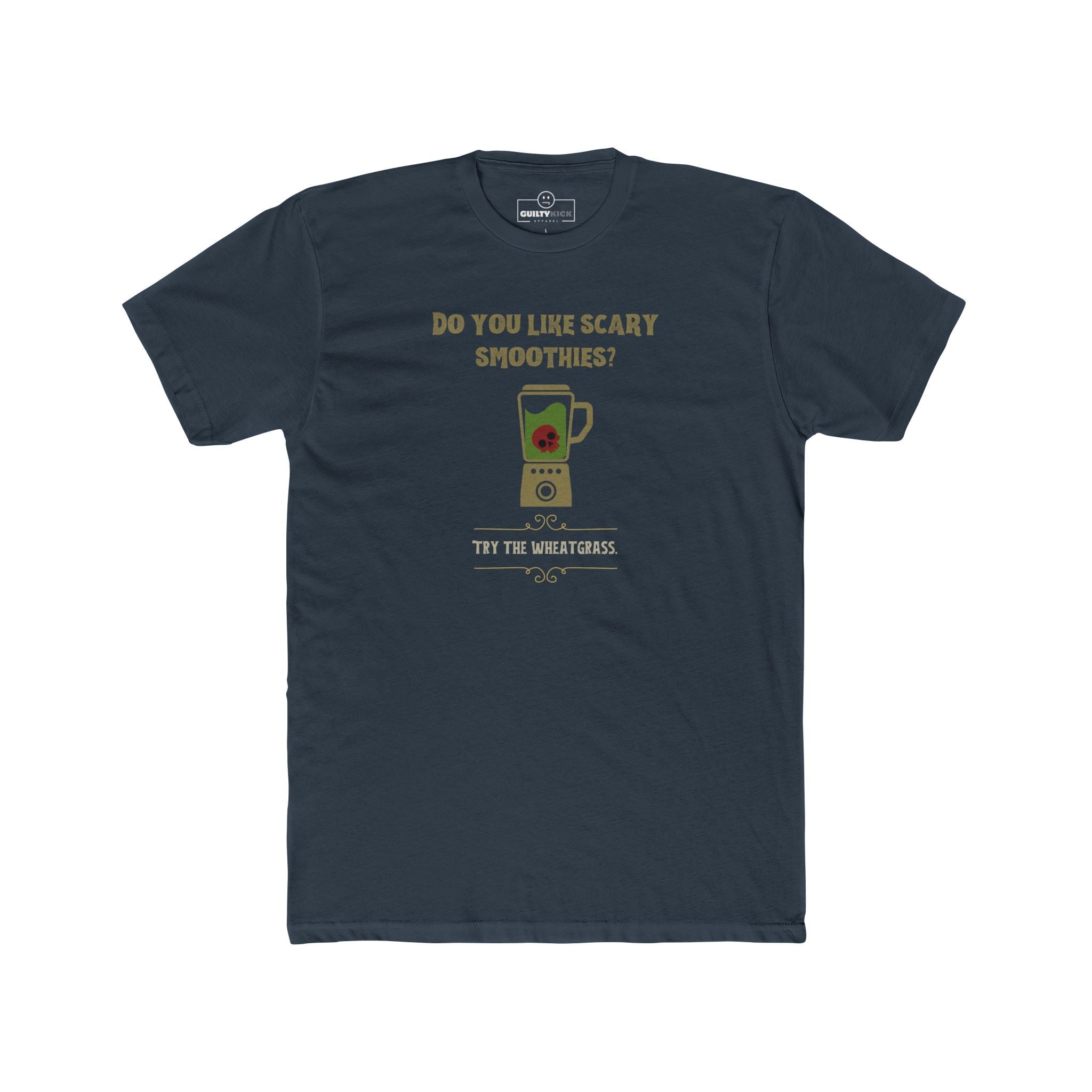 Scary Smoothies Wheatgrass Graphic Tee, Funny Sarcastic Wellness Parody Halloween Shirt - Guilty Kick Apparel