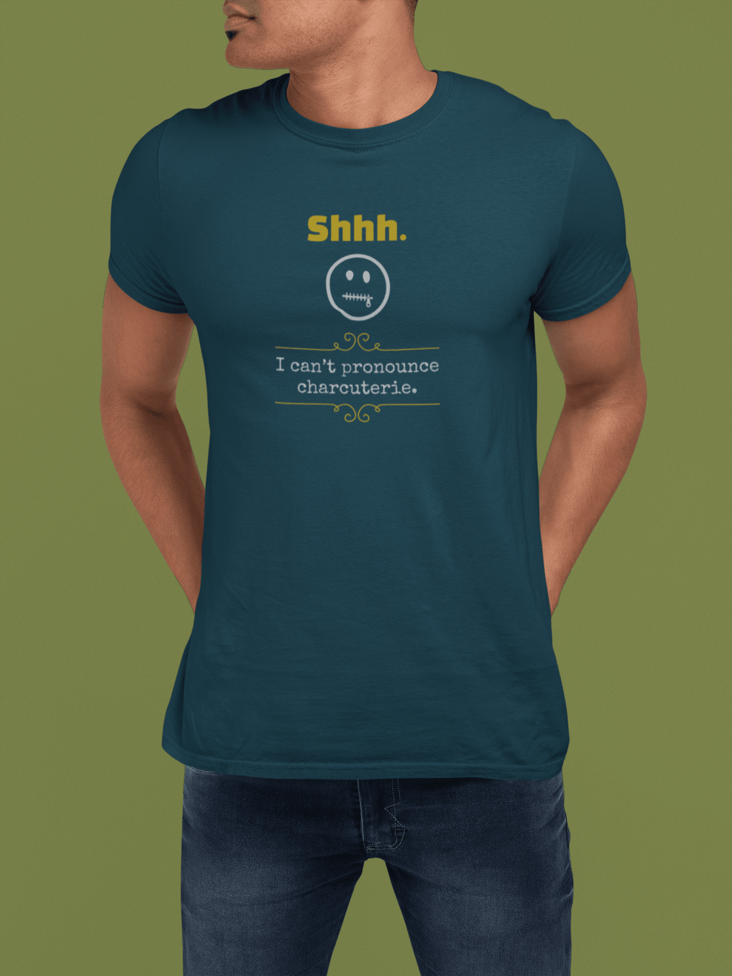Shhh I Can't Pronounce Charcuterie Funny Graphic T-Shirt | Guilty Kick Confessions Collection - Guilty Kick Apparel