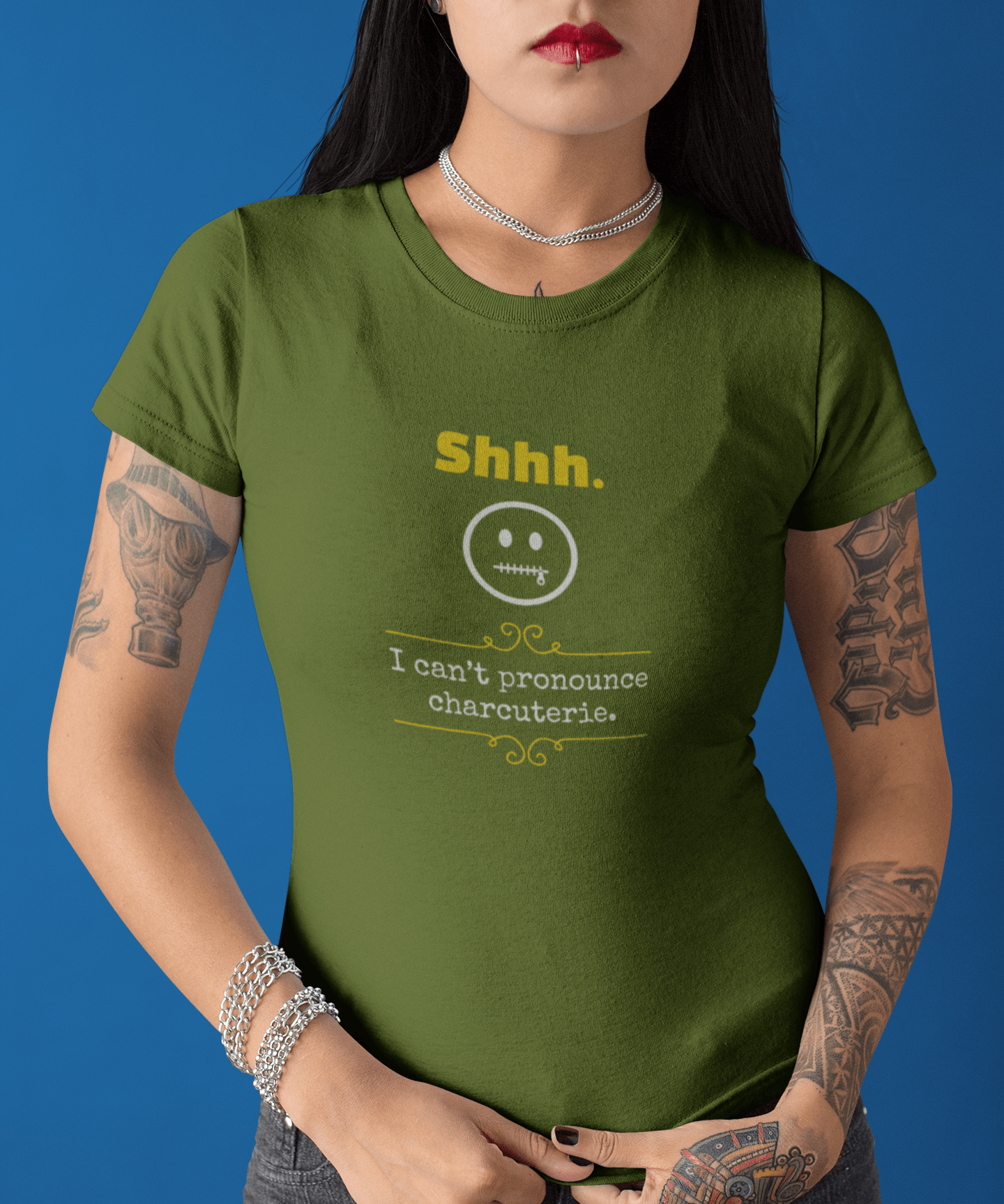 Shhh I Can't Pronounce Charcuterie Funny Graphic T-Shirt | Guilty Kick Confessions Collection - Guilty Kick Apparel