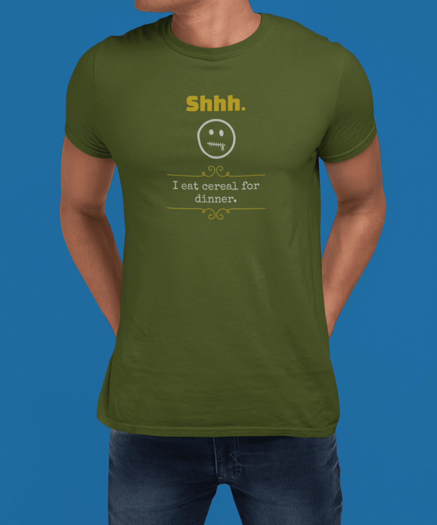 Shhh I Eat Cereal For Dinner Funny Graphic T-Shirt | Guilty Kick Confessions Collection - Guilty Kick Apparel