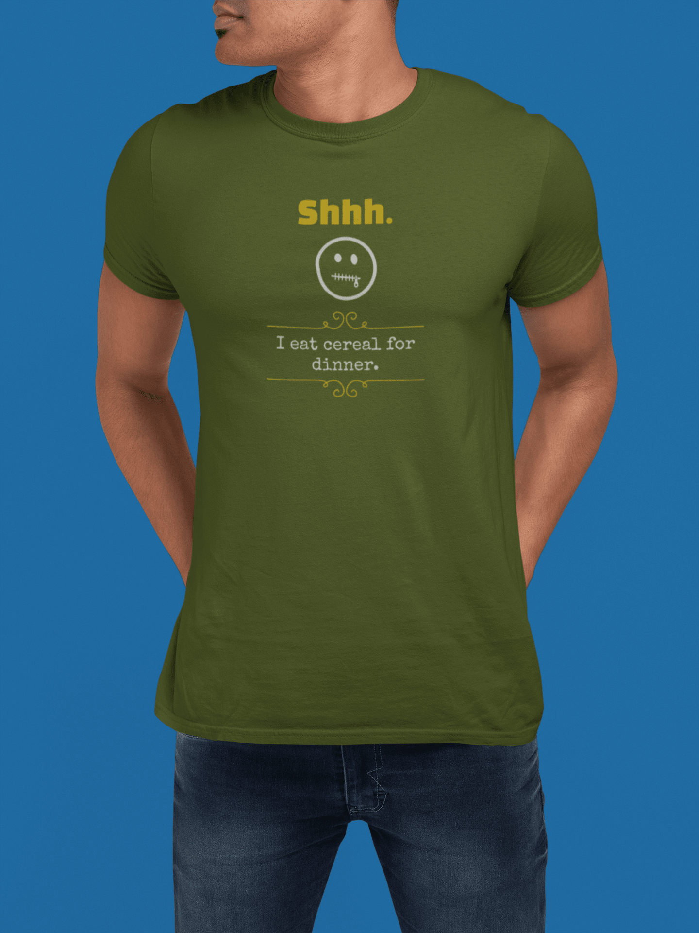 Shhh I Eat Cereal For Dinner Funny Graphic T-Shirt | Guilty Kick Confessions Collection - Guilty Kick Apparel