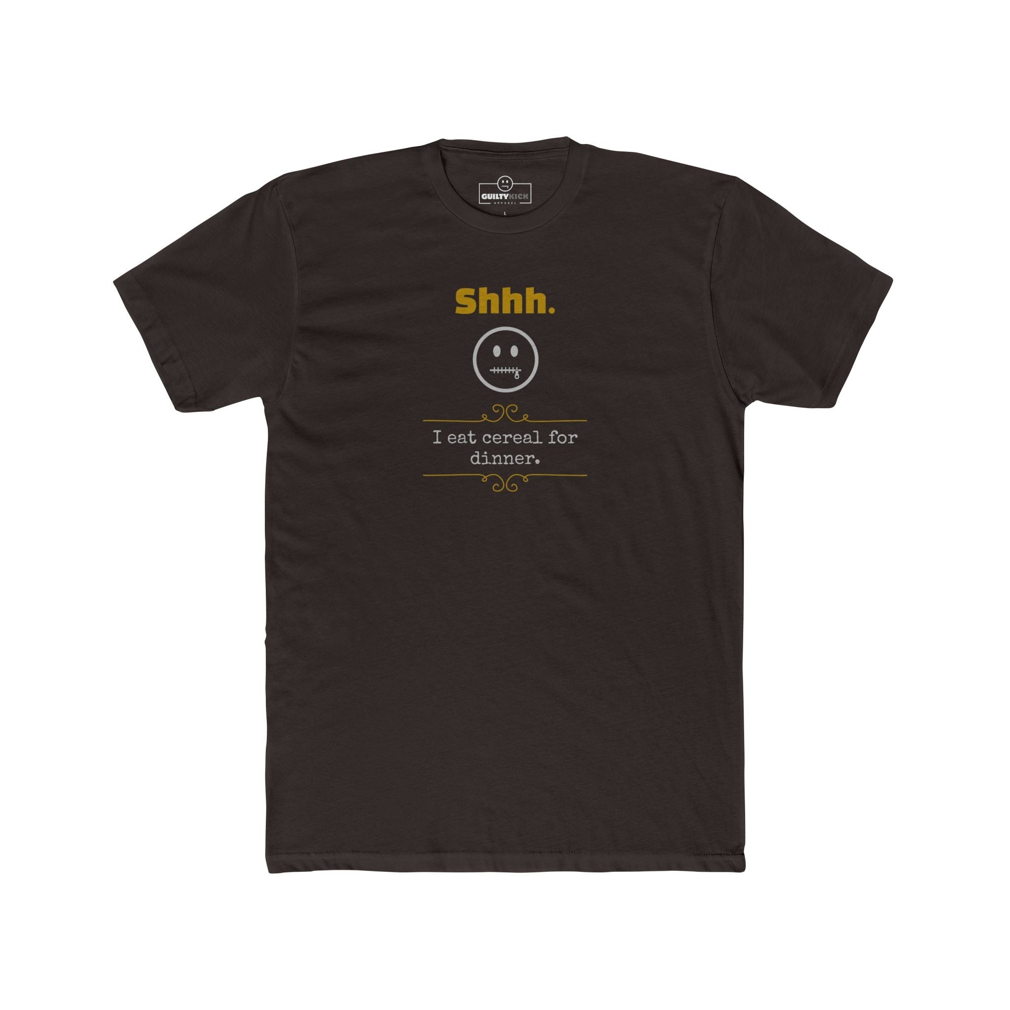 Shhh I Eat Cereal For Dinner Funny Graphic T-Shirt | Guilty Kick Confessions Collection - Guilty Kick Apparel