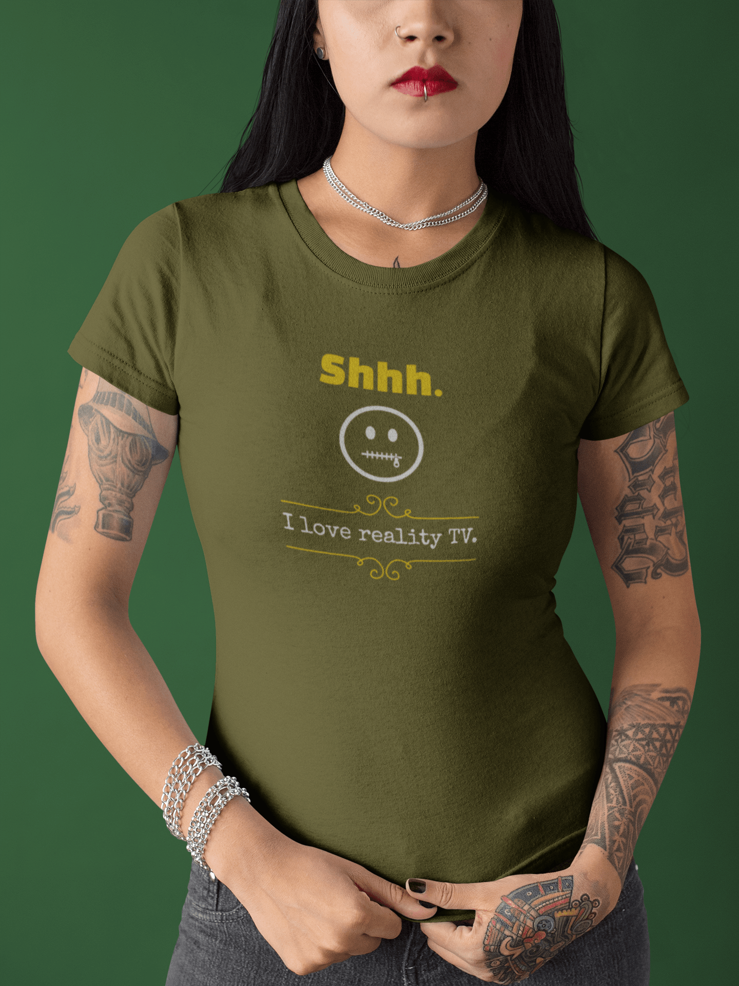 Shhh I love reality TV guilty pleasure confession tee - Guilty Kick Apparel